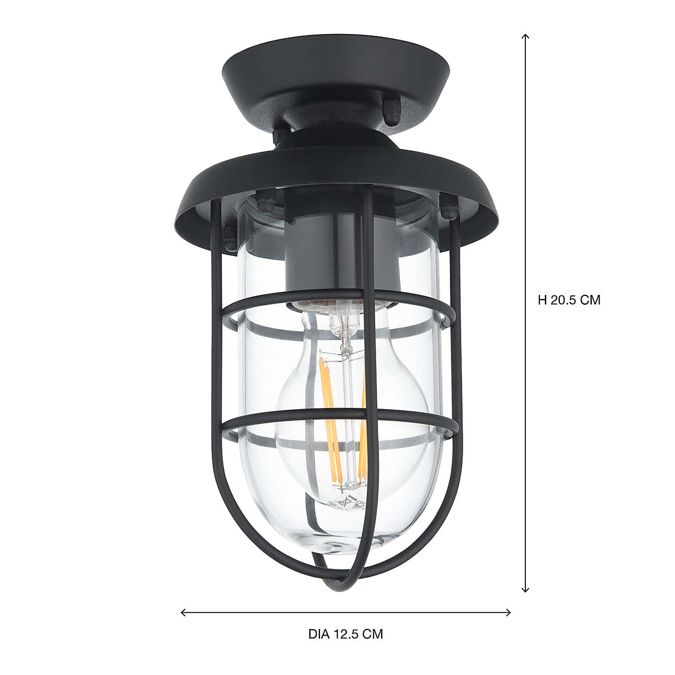 Barker Industrial Indoor Outdoor Flush Ceiling Light