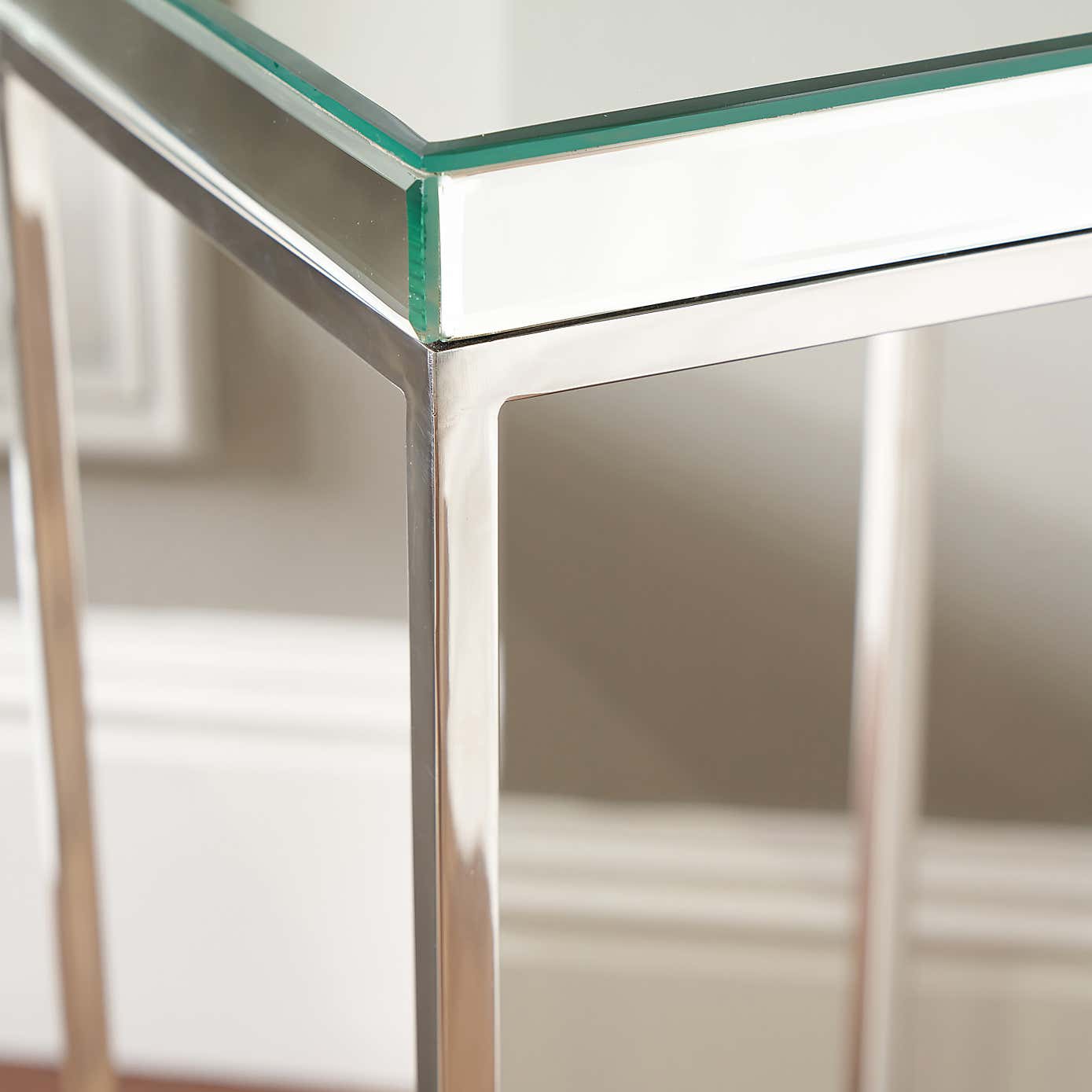 Elysee Small Square Side Table, Mirrored Glass