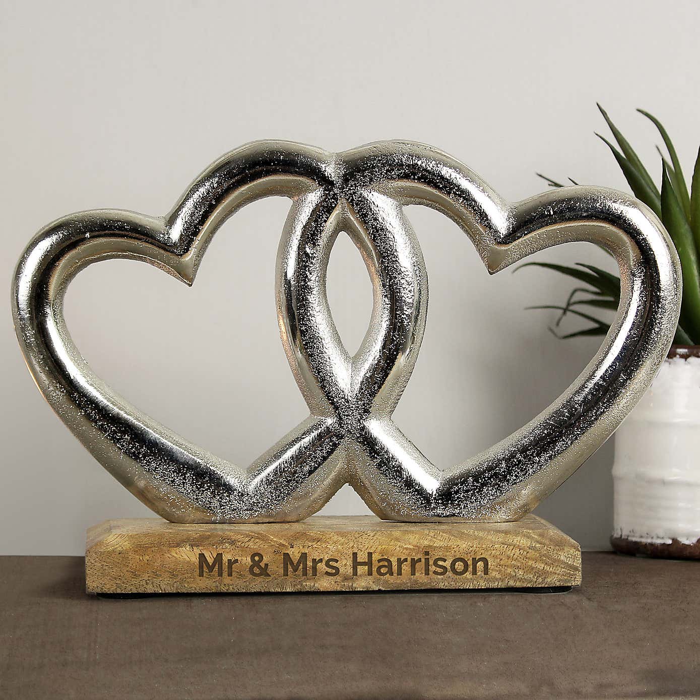 Personalised  Double Heart Ornament