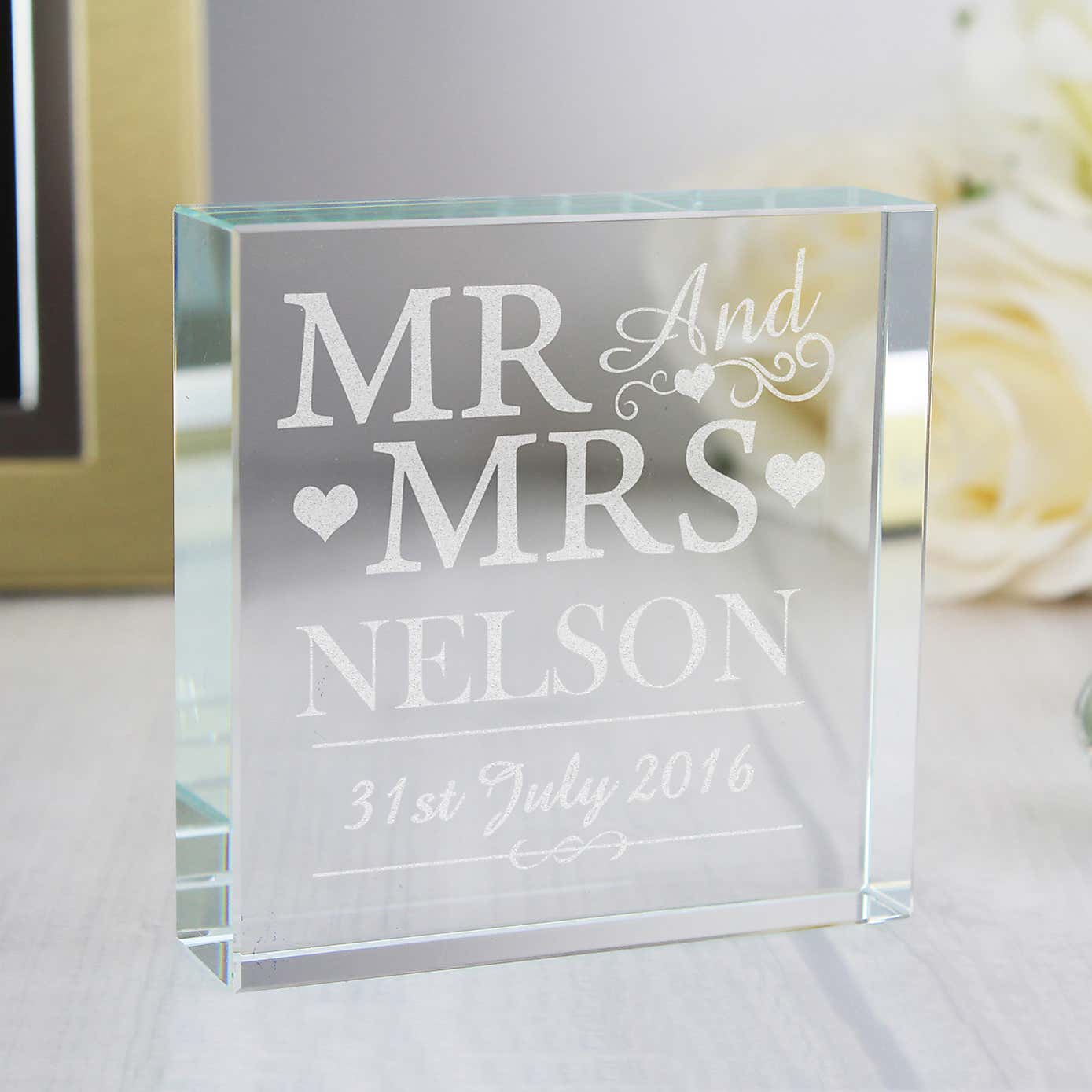 Personalised Mr and Mrs Crystal Token