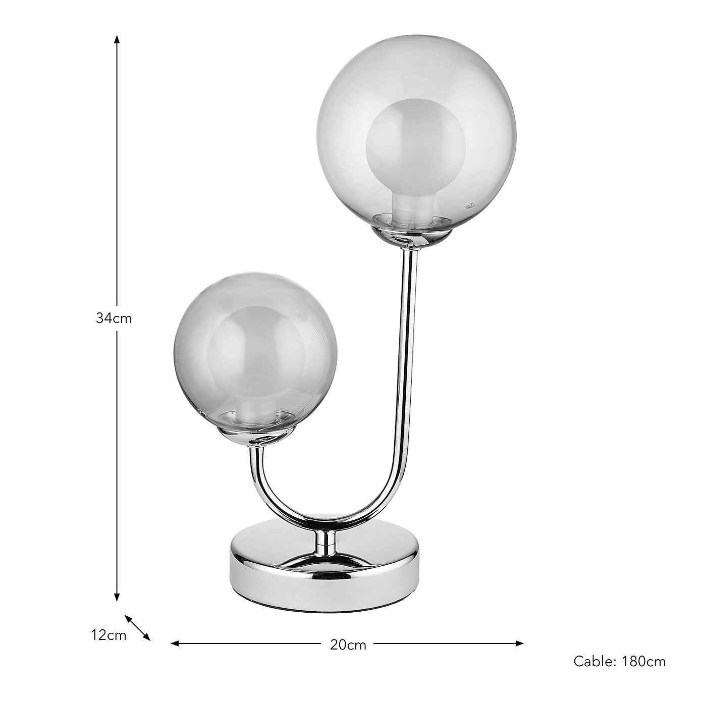Eliza 2 Light Glass Table Lamp
