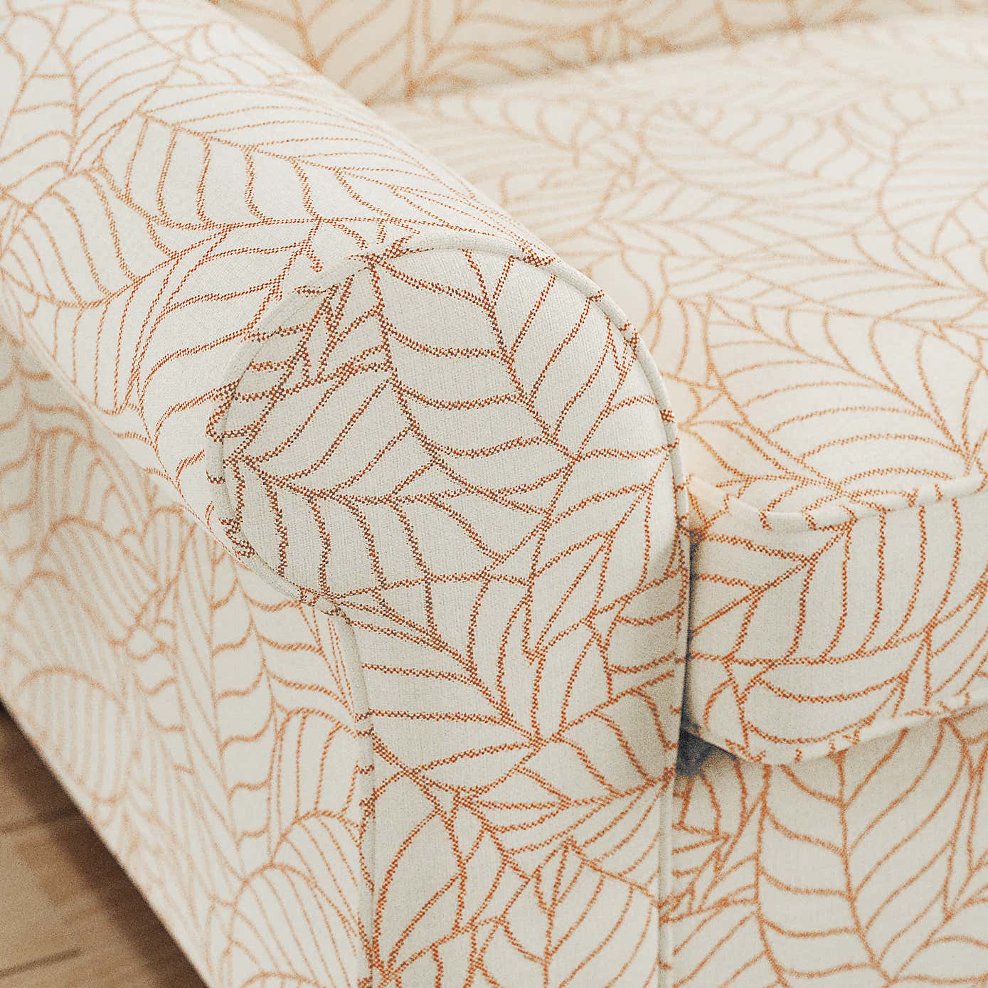 Flori 2 Seater Sofa, Leaf Print Fabric