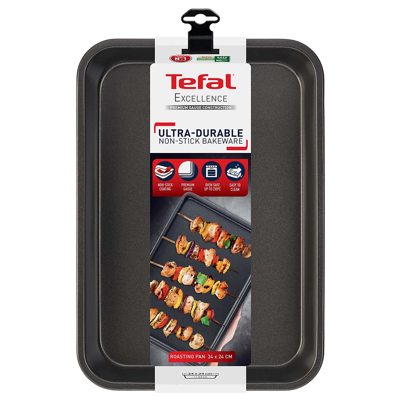 Tefal Excellence Aluminium Non-Stick Oblong Roaster, 33cm