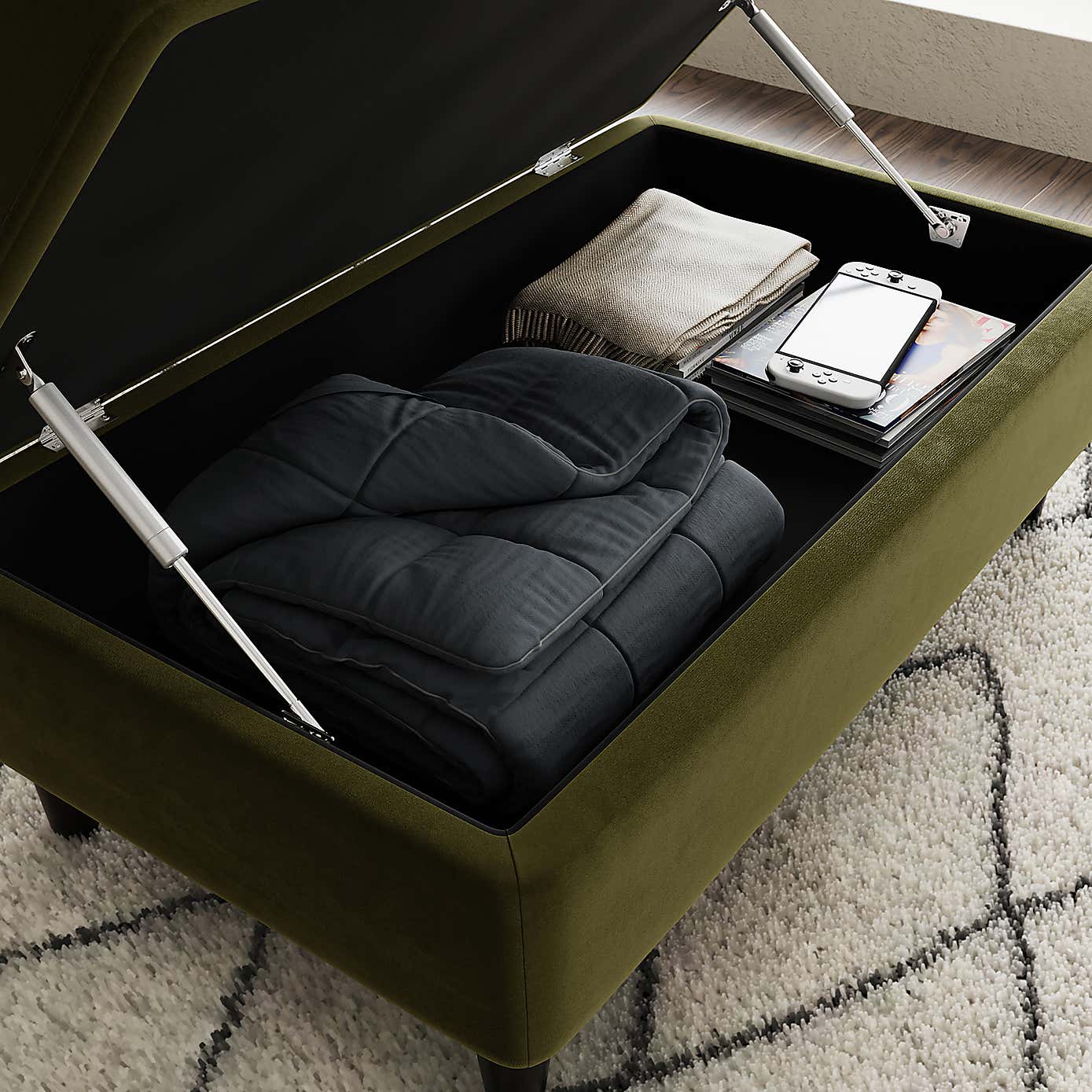 Zoe Velvet Storage Footstool