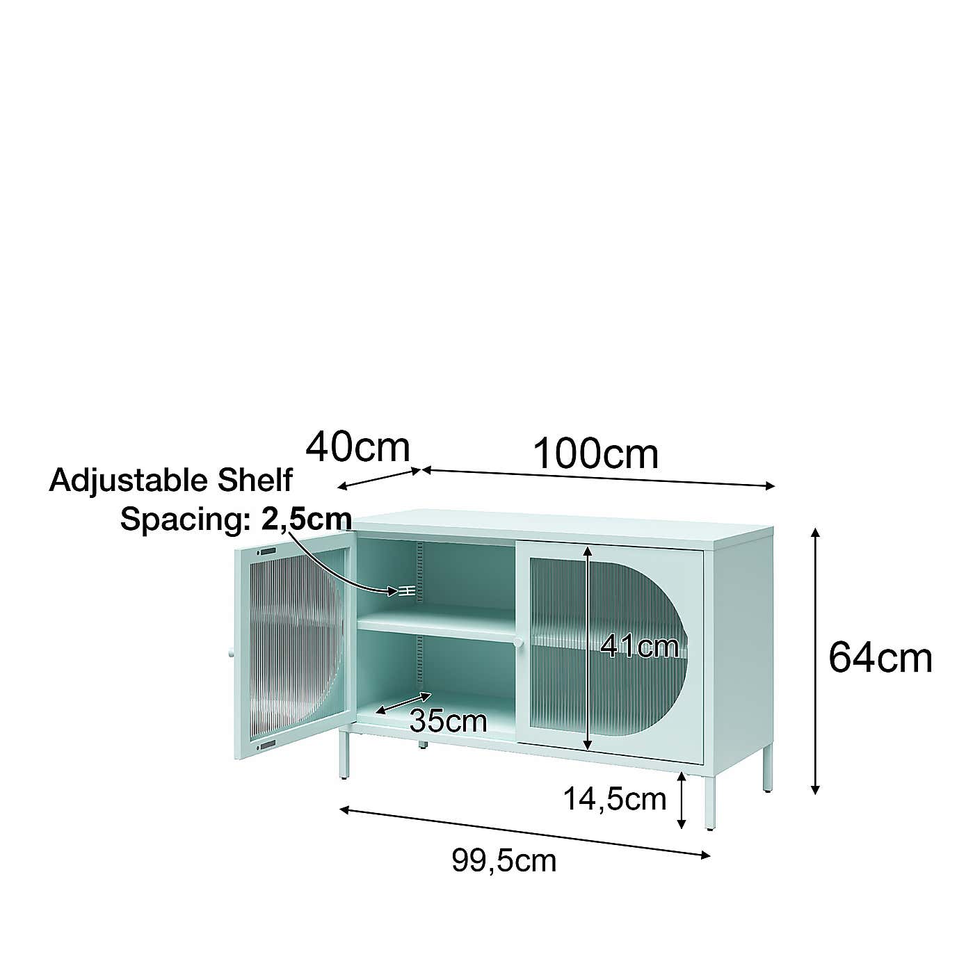 Luna Low Fluted Sideboard, Glass