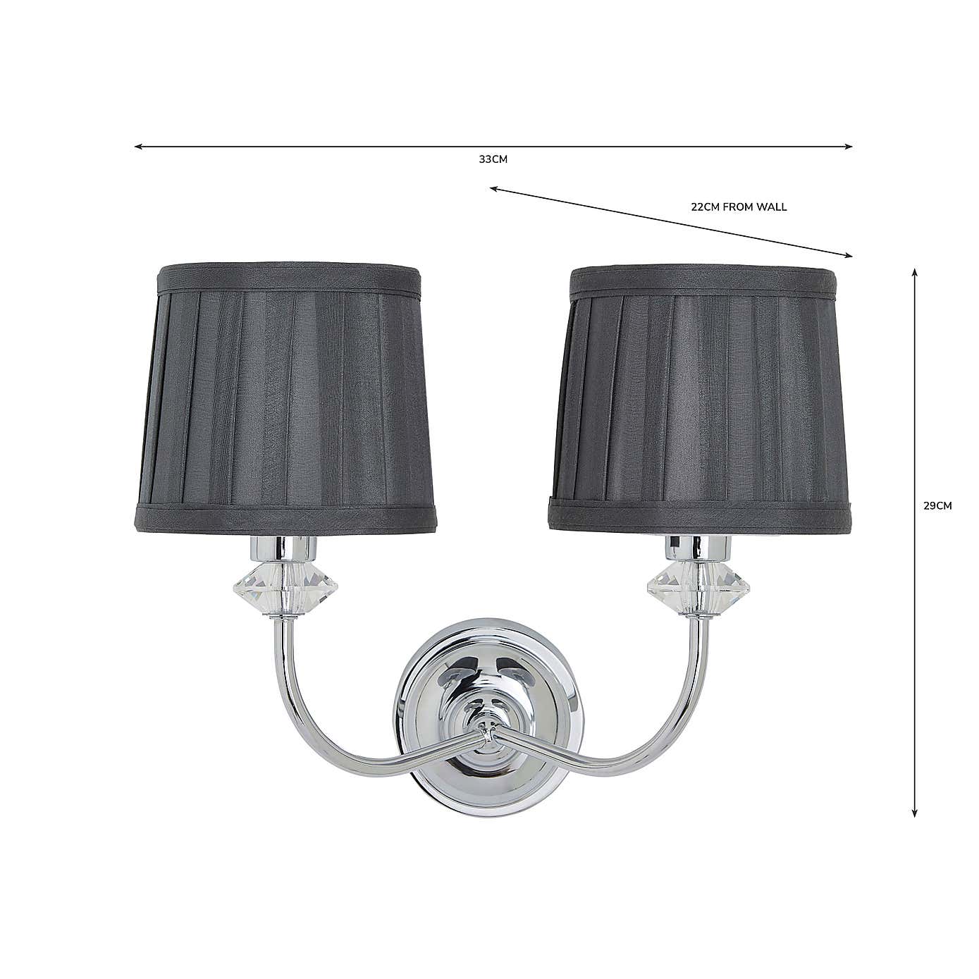 Dorma Genevieve 2 Light Grey Wall Light