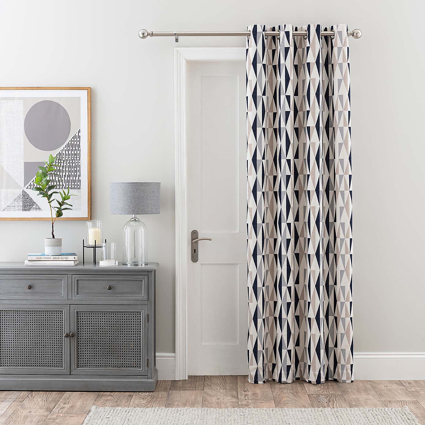 Elements Triangles Thermal Eyelet Door Curtain