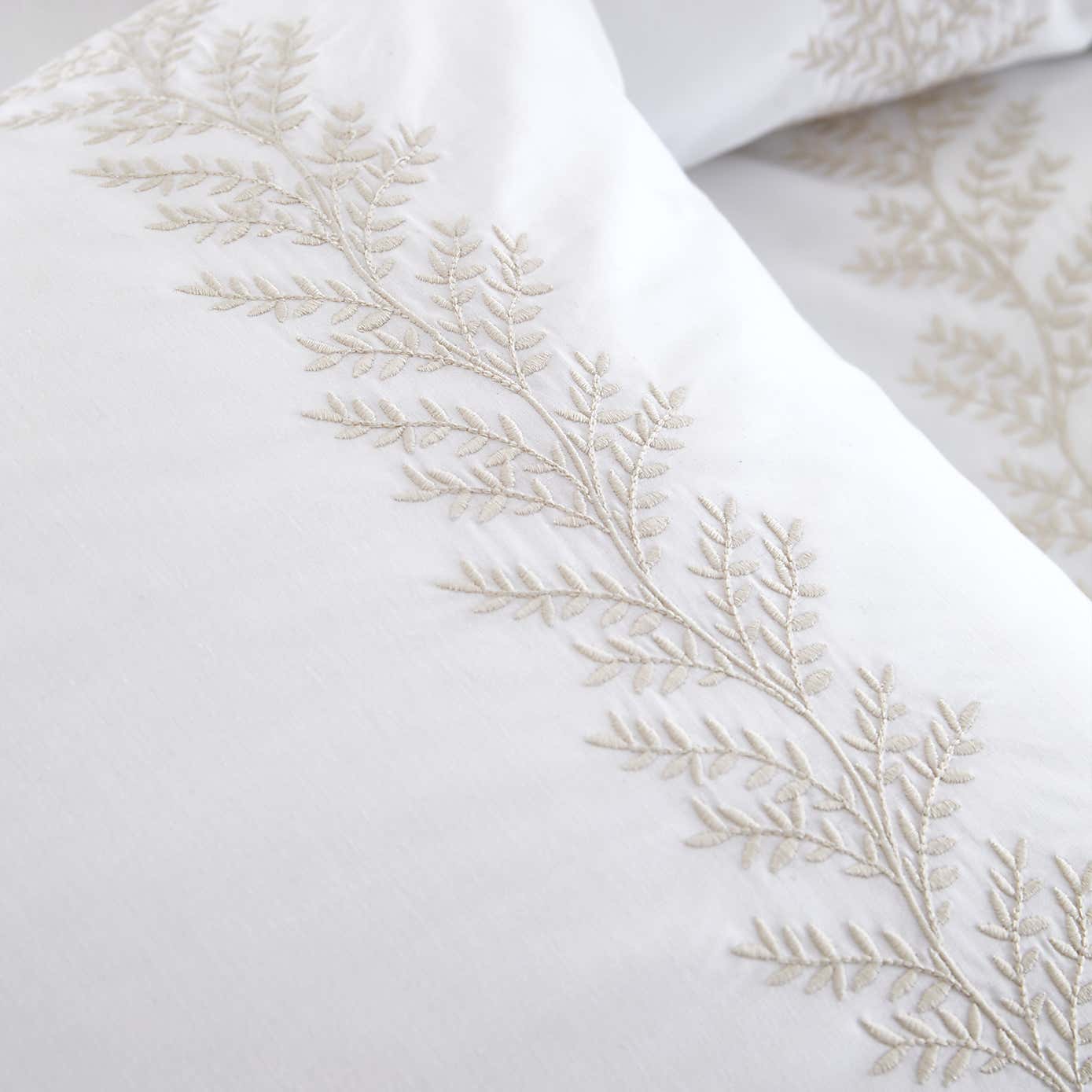 Bianca Embroidery Leaf Duvet Cover and Pillowcase Set