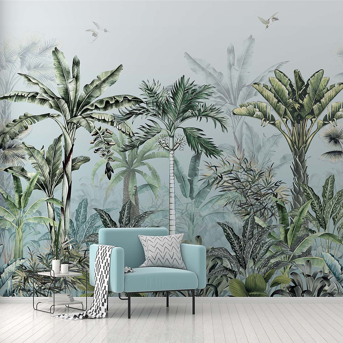 Tropical Oasis Sage Green Mural