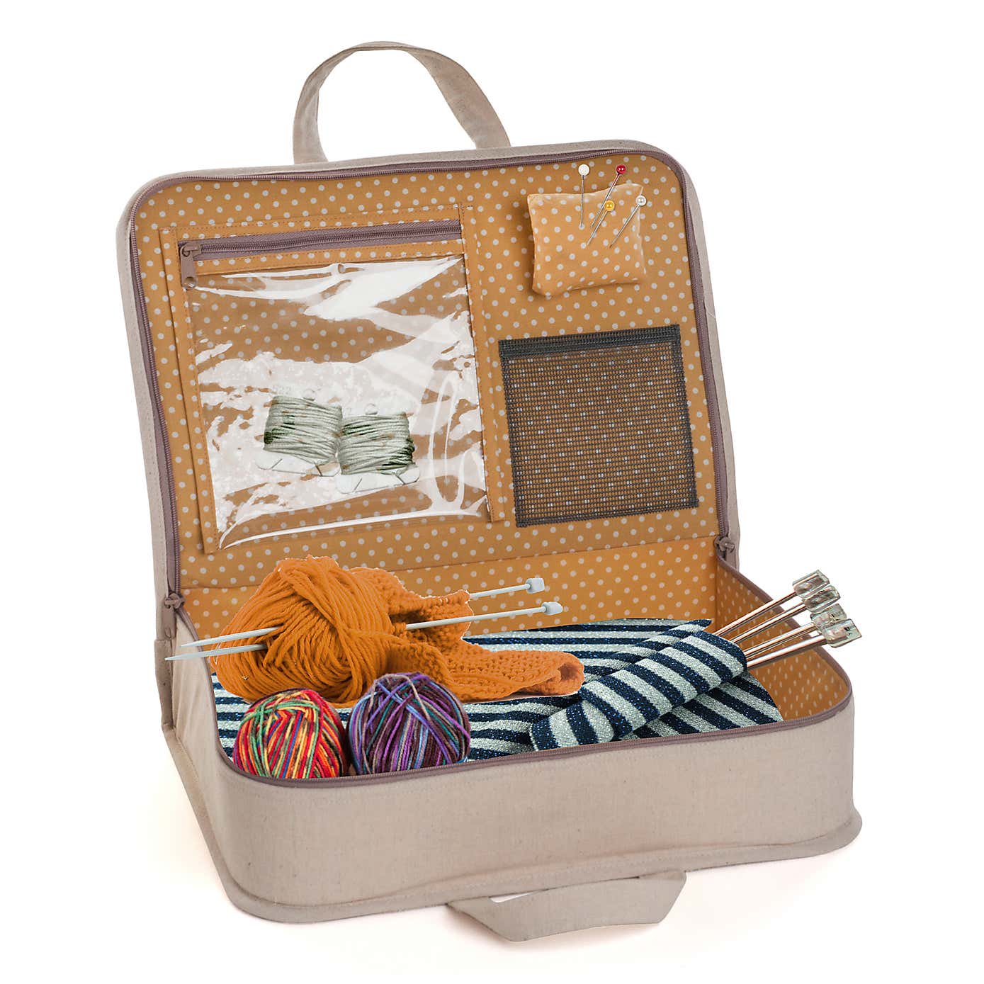 Hobby Gift Linen Bee Applique Project Case Natural