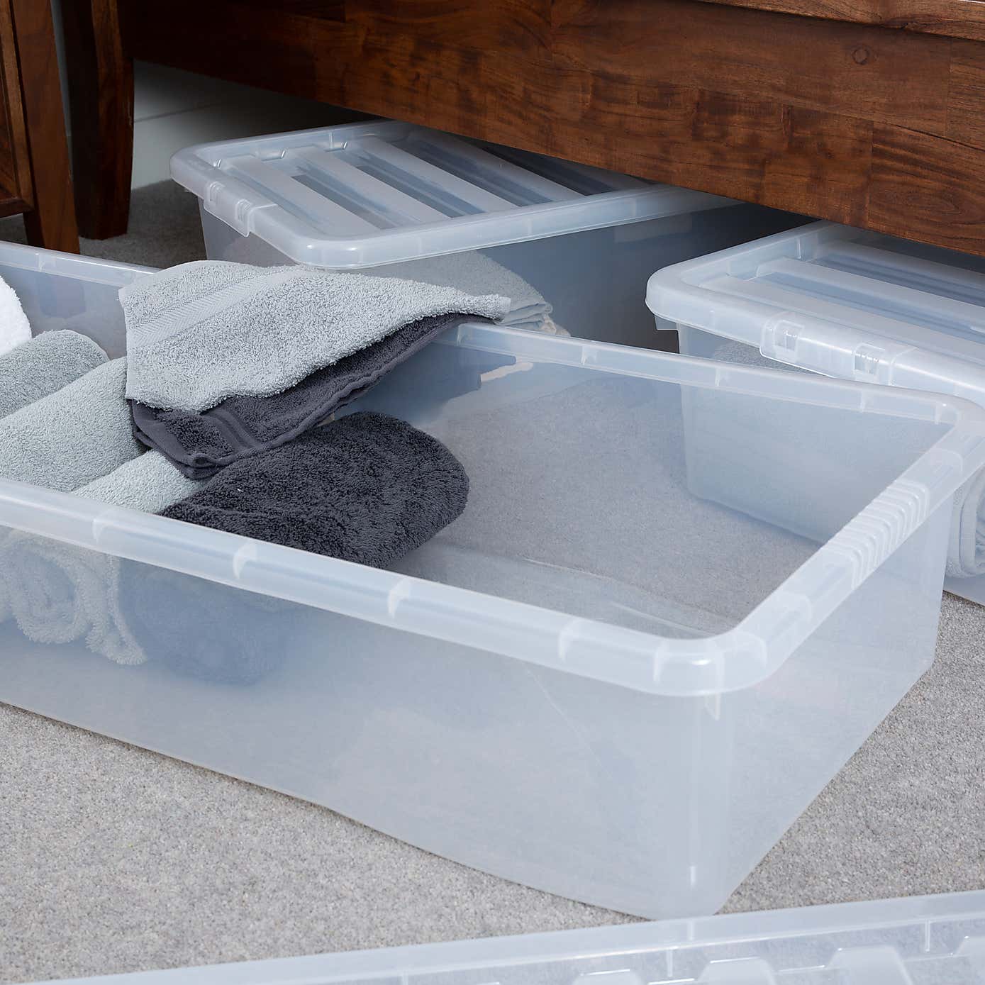 Wham Crystal Set of 4 Clear Boxes & Lids, 55L