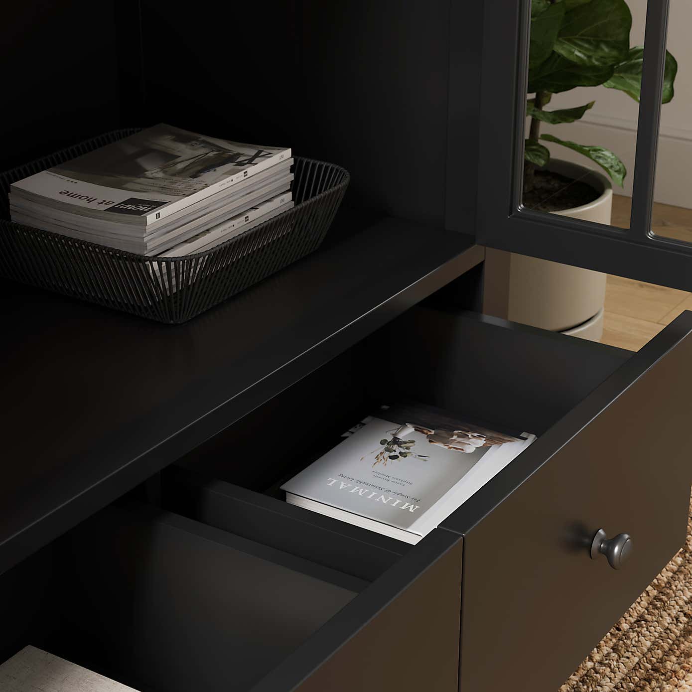 Lynton Glazed Display Cabinet, Black