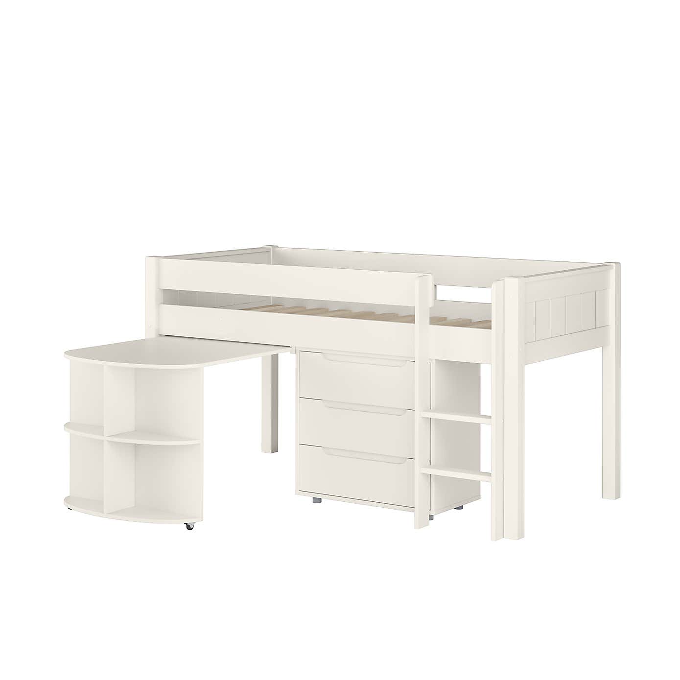 Stompa Classic Midsleeper With Pull Out Desk And 3 Drawer Chest