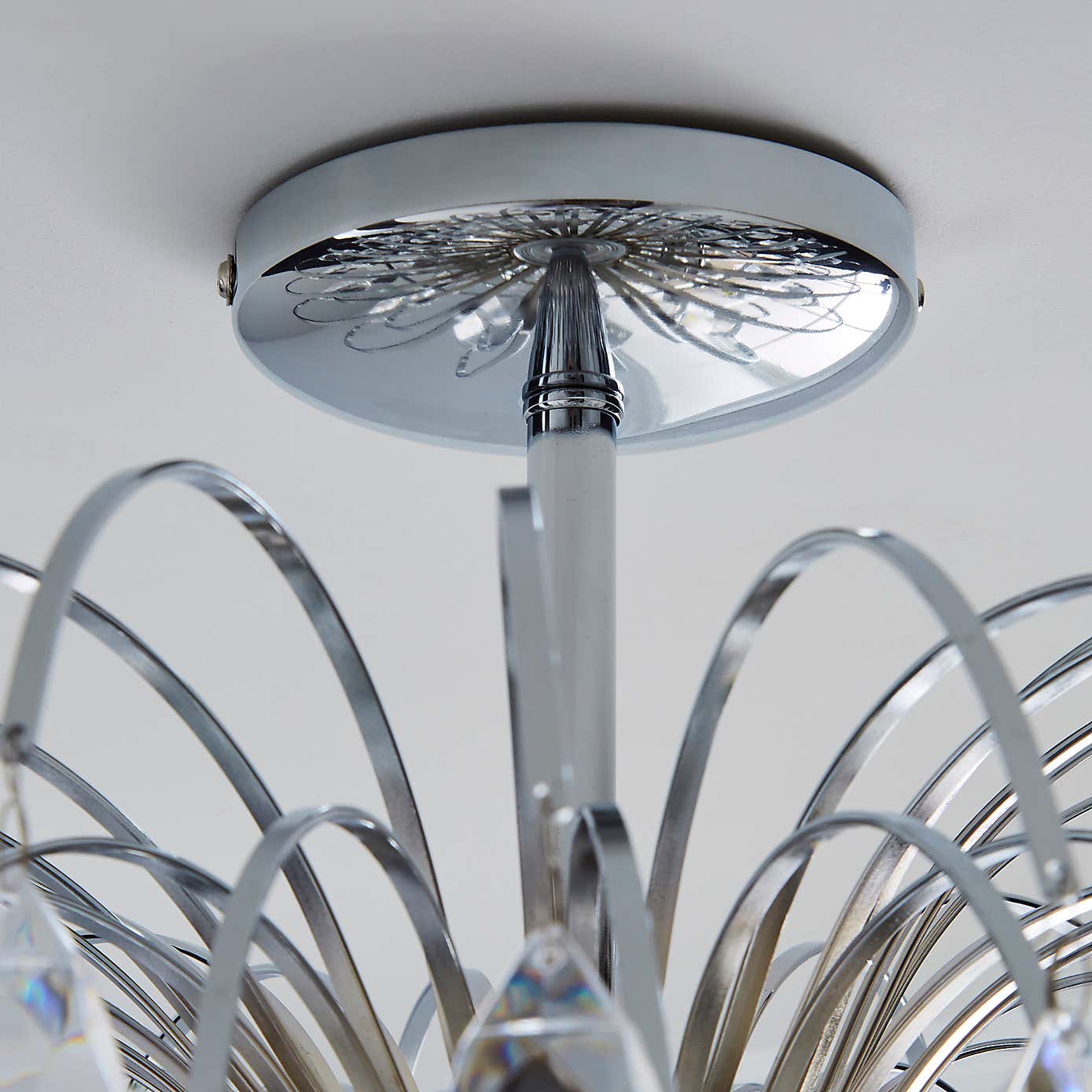 Parla 1 Light Jewels Semi-Flush Ceiling Fitting