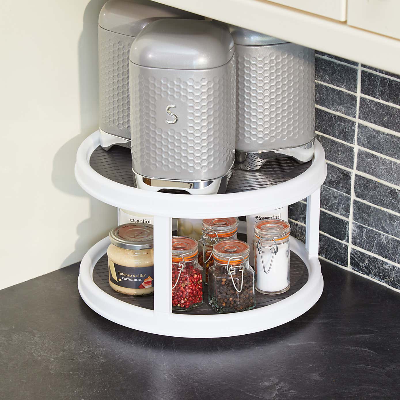 2-Tier Lazy Susan Rotating Cupboard Organiser