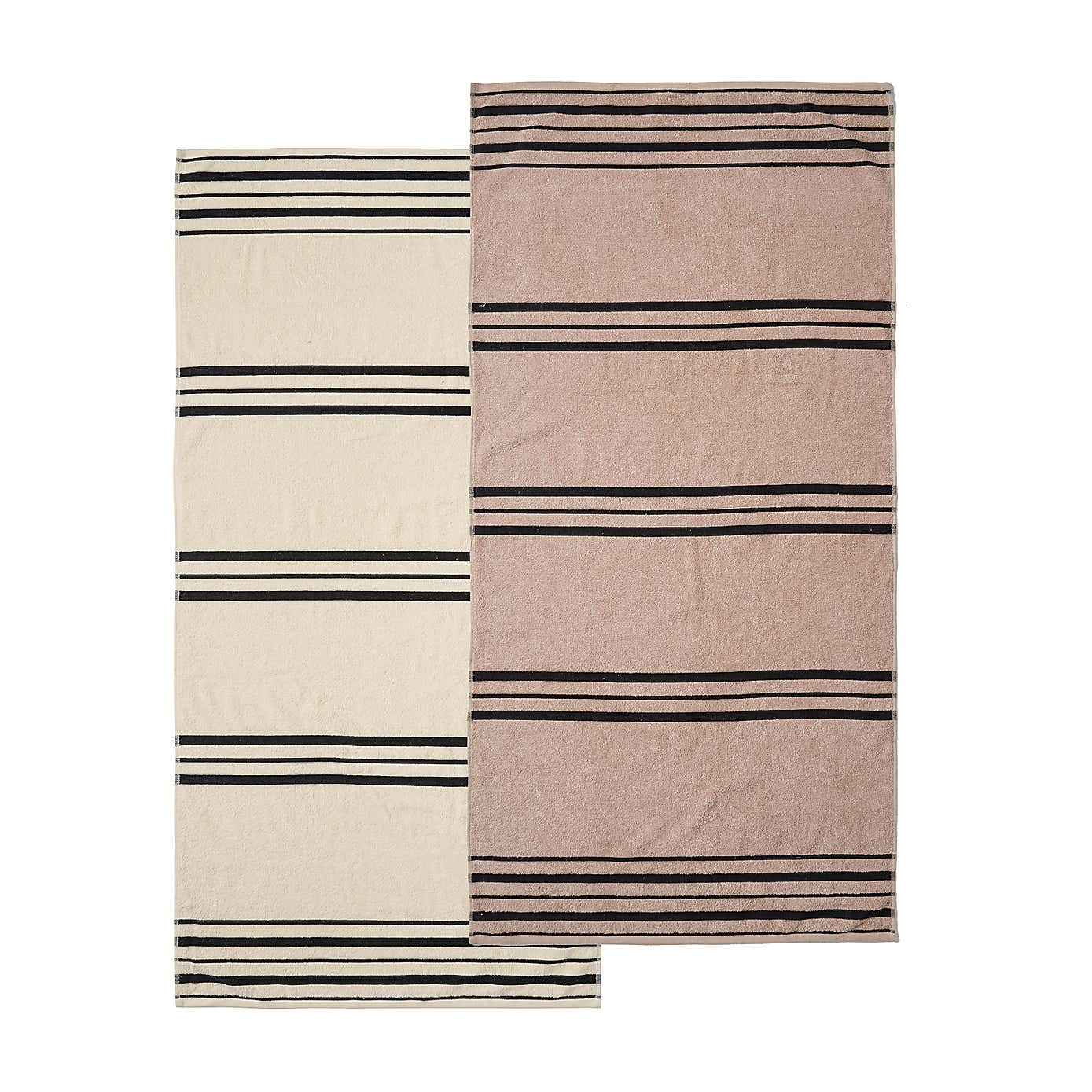 Set of 2 Catherine Lansfield Banded Stripe Cotton Beach Towels