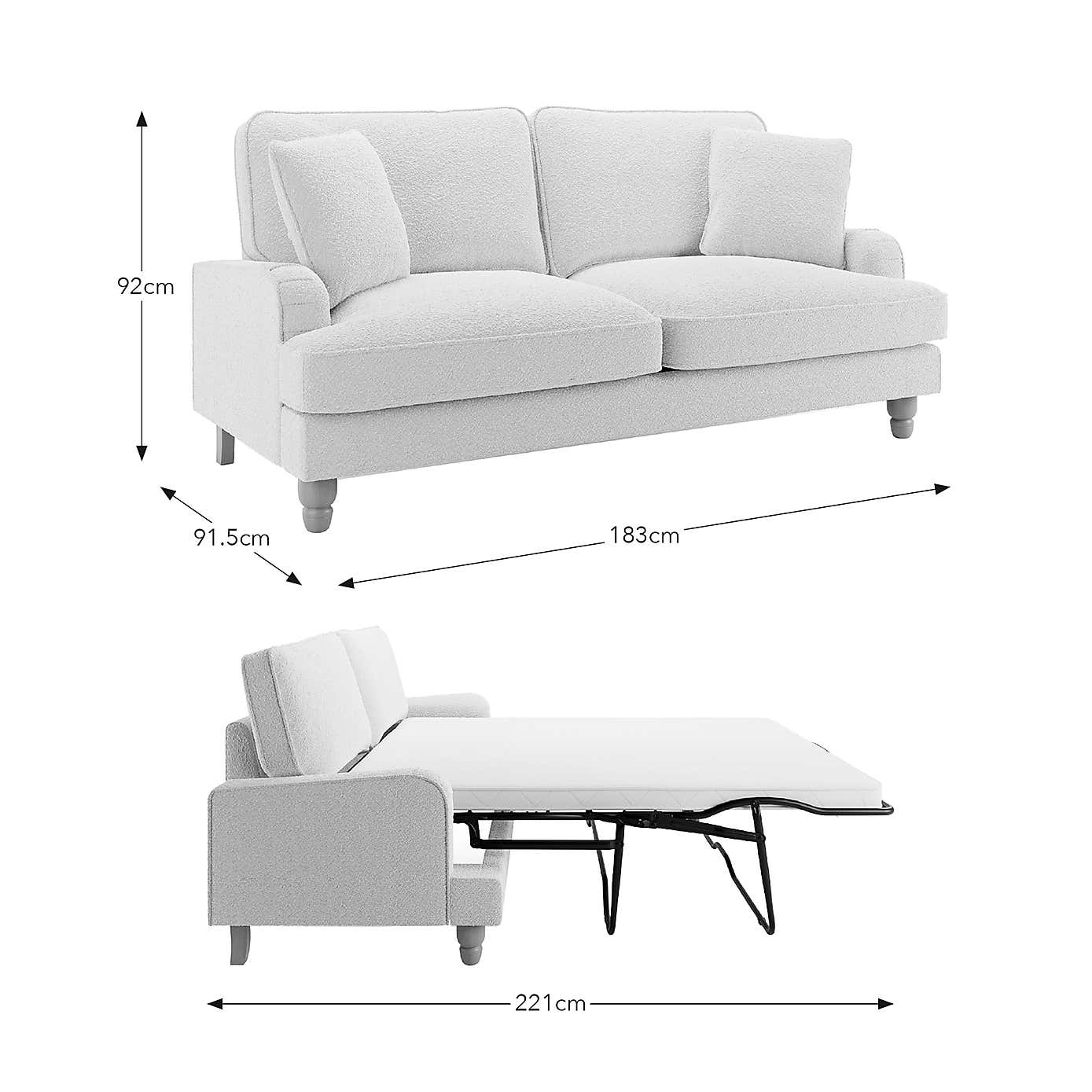 Beatrice Boucle 3 Seater Sofa Bed