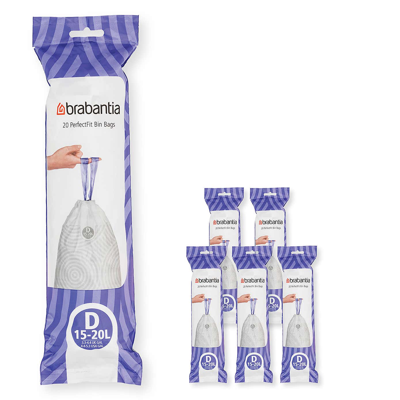 Brabantia Pack of 120 15-20L PerfectFit Code D Bin Bags