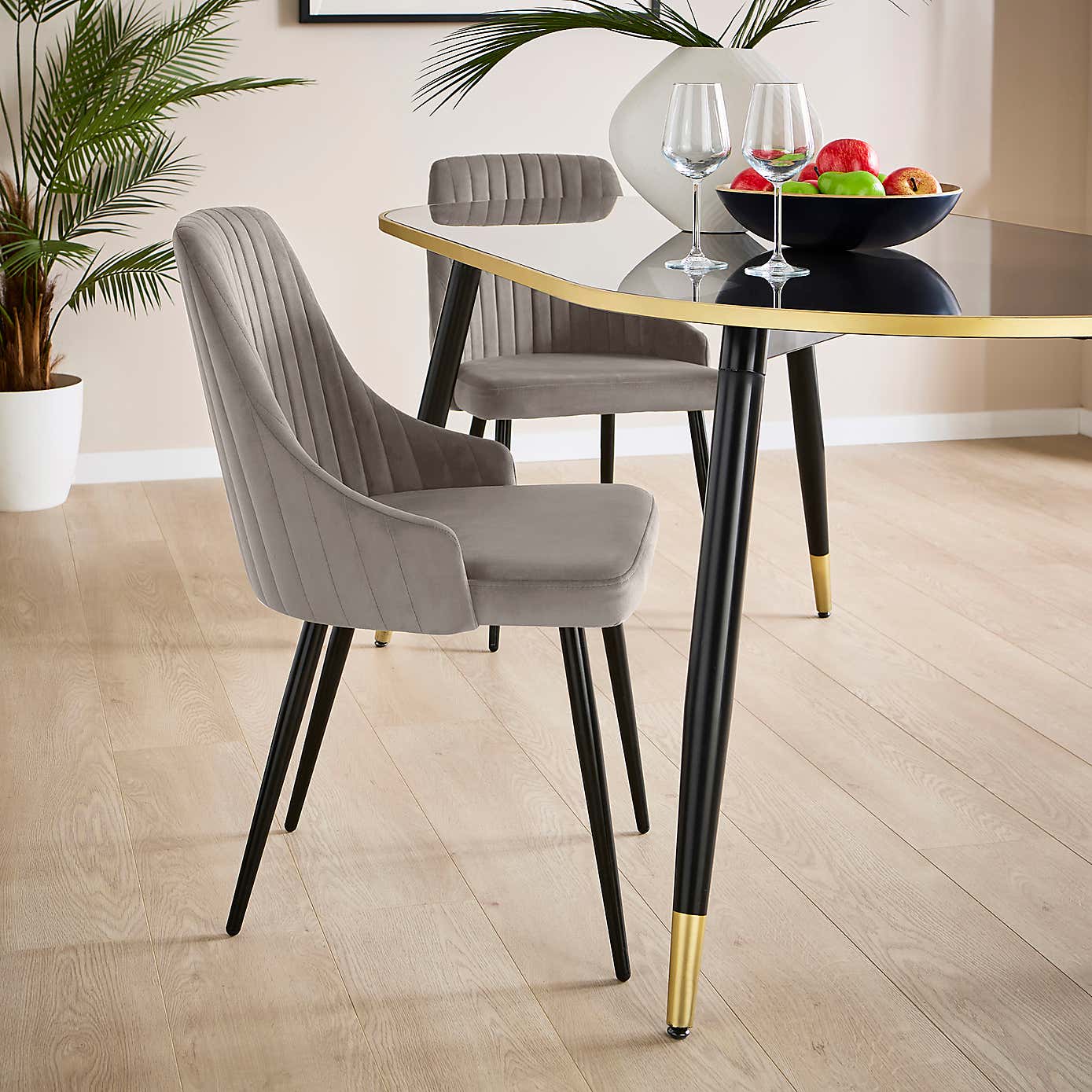 Shea Set of 2 Dining Chairs, Velvet