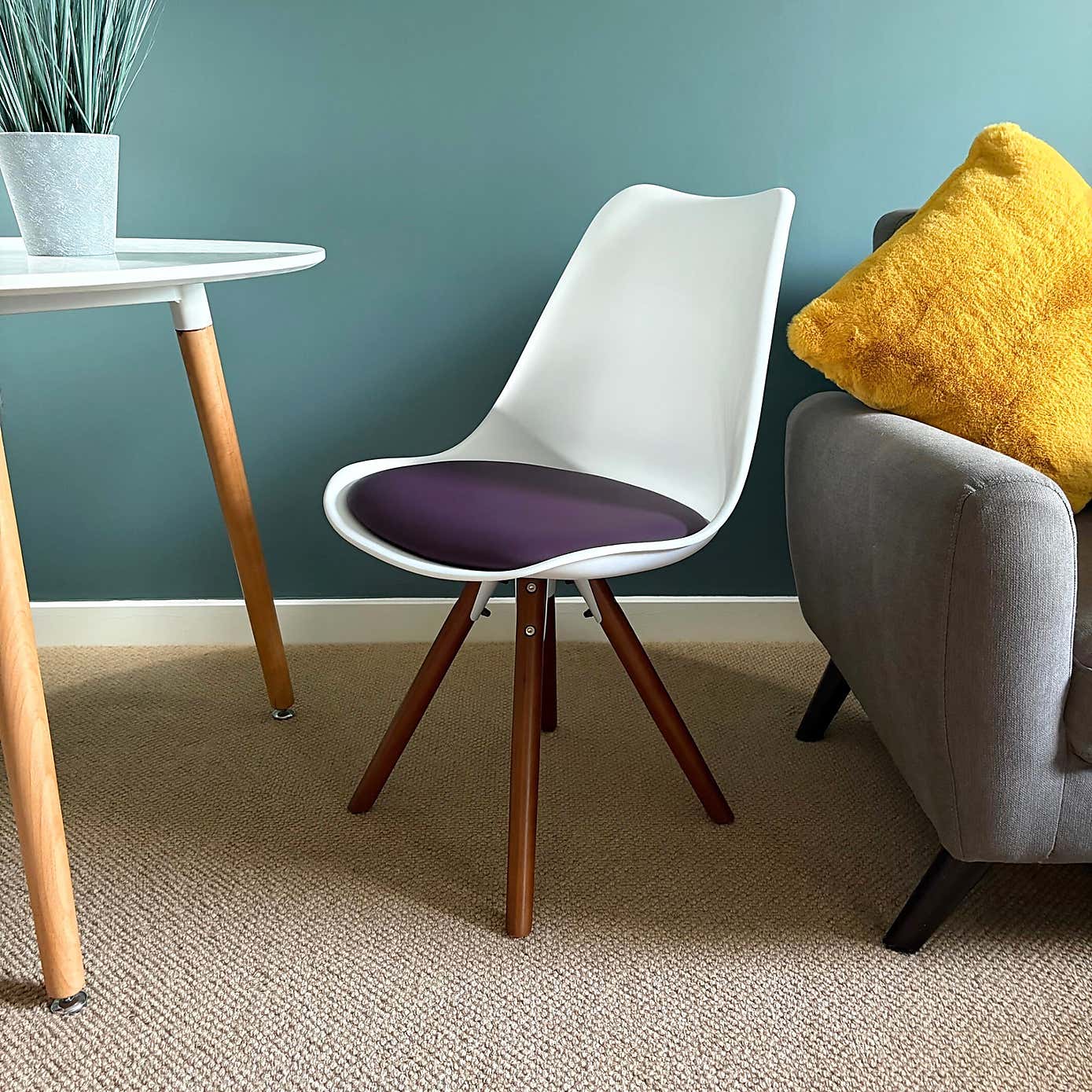 Fusion Living Soho White Plastic Dining Chair with Pyramid Legs