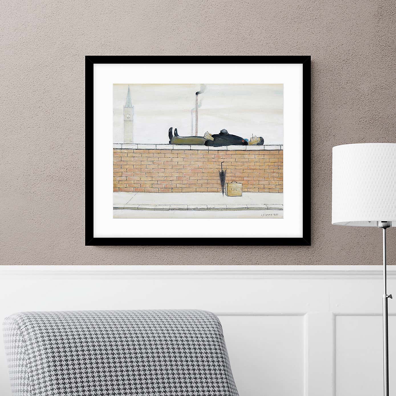 A Man Laying on a Wall 1957 Lowry Framed Print