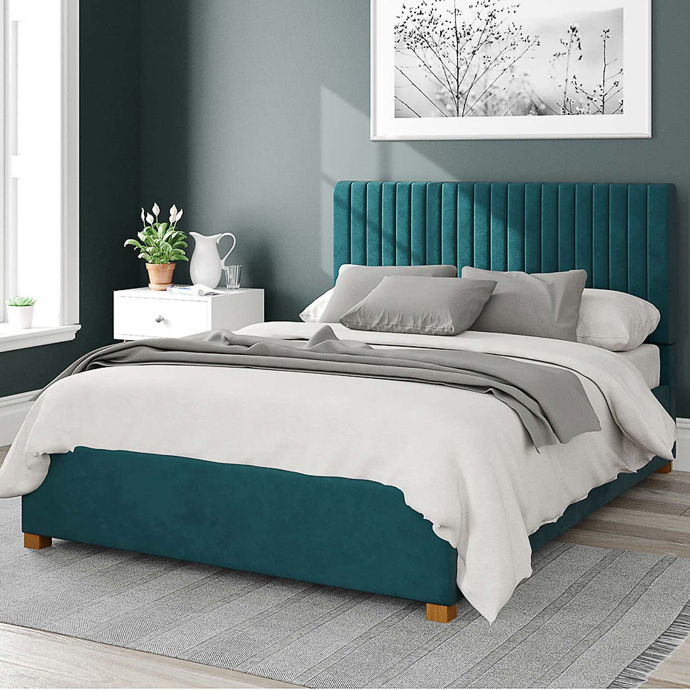 Grant Plush Velvet Ottoman Bed
