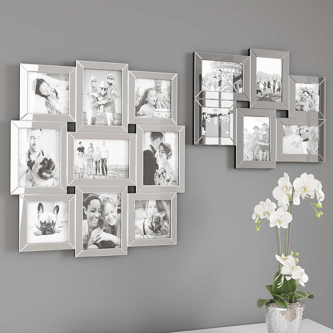 Silver Mirrored Multi Photo Frame