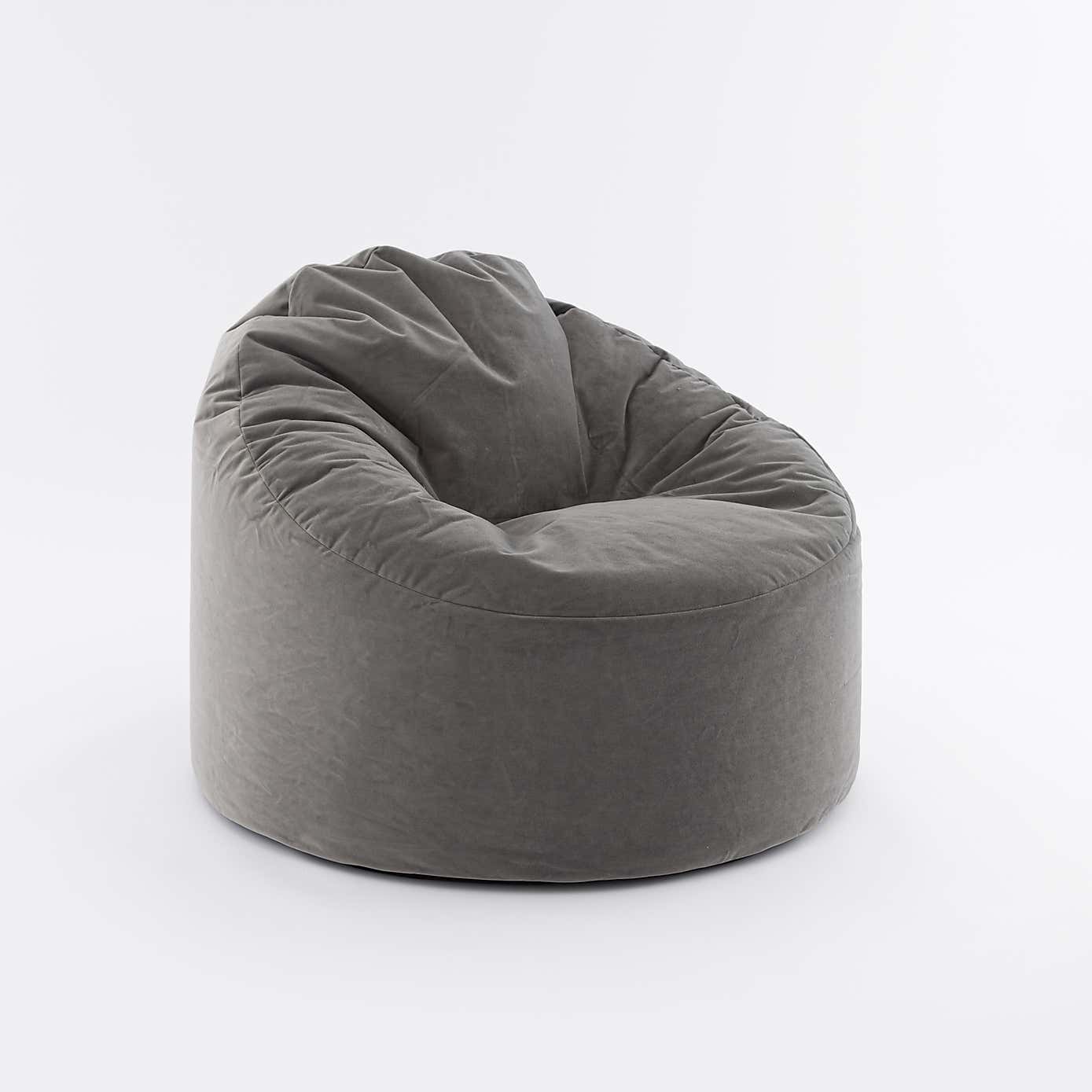 Eliza Velvet Grey Bean Chair