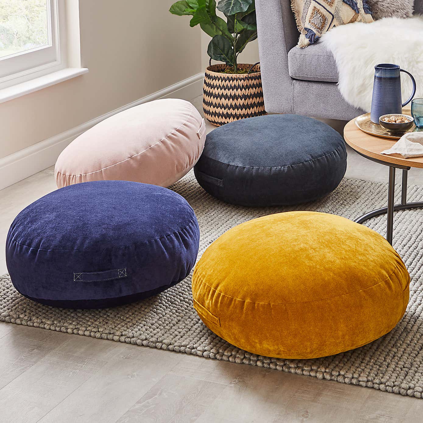 Matte Velour Charcoal Floor Cushion