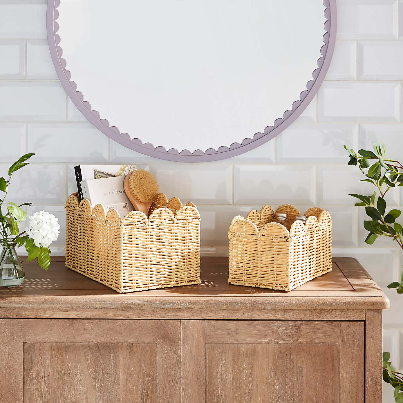 Heart and Soul Scallop Set of 2 Baskets