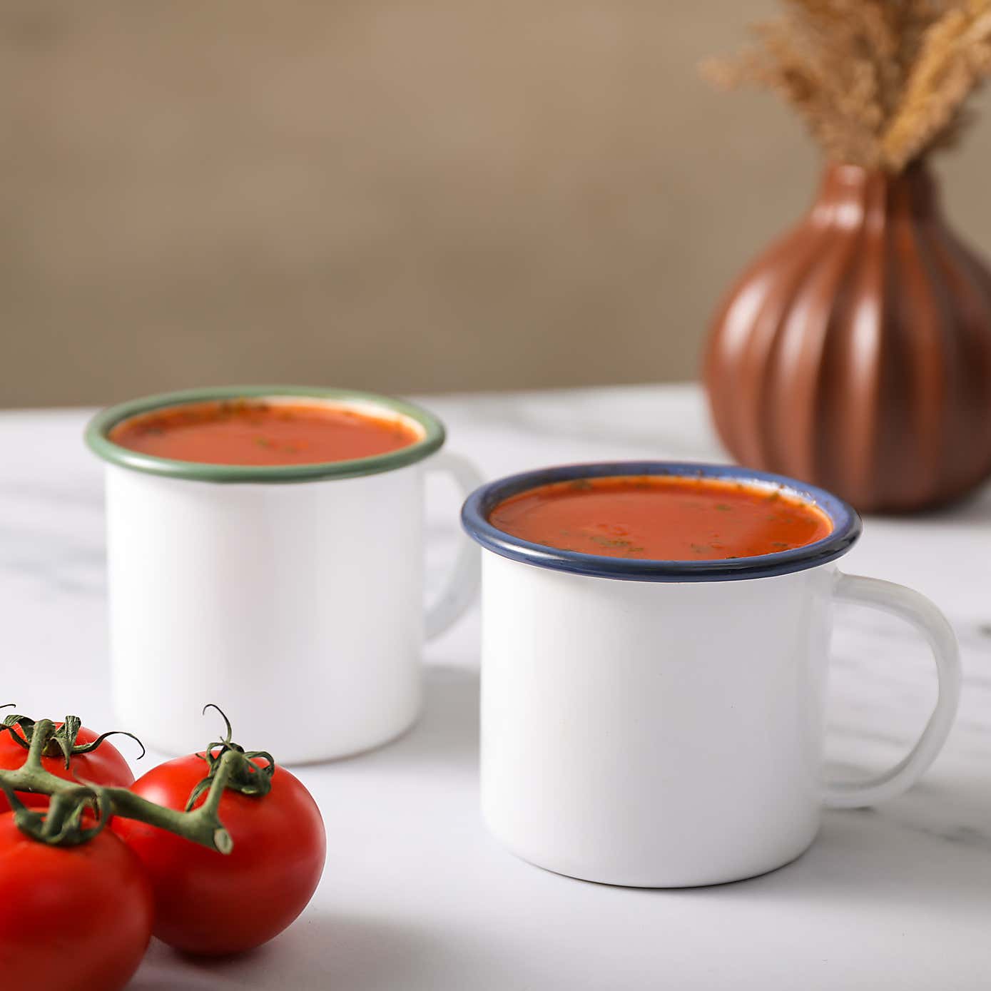 Set of 2 Enamel Pie Mugs