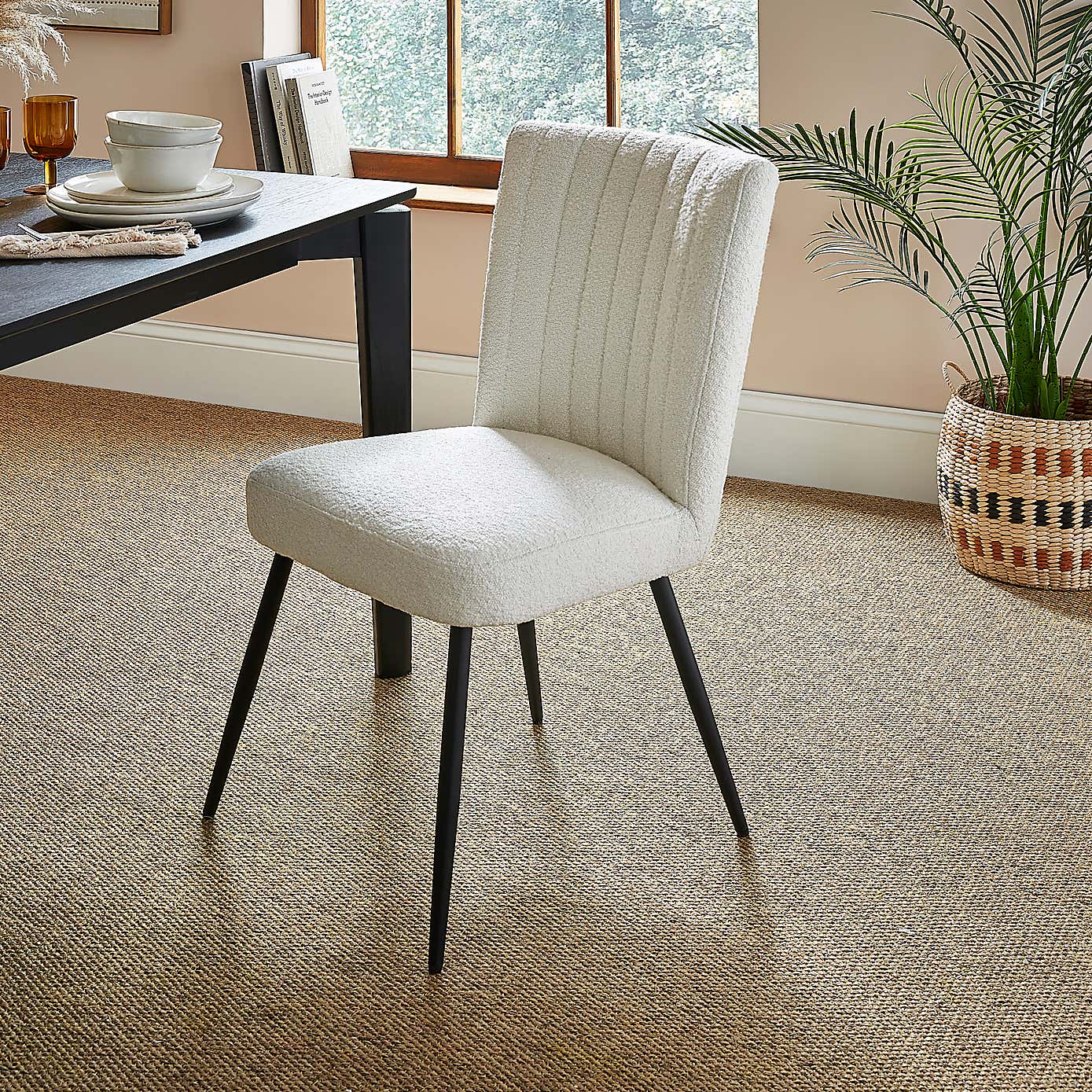 Taylor Dining Chair, Ivory Boucle