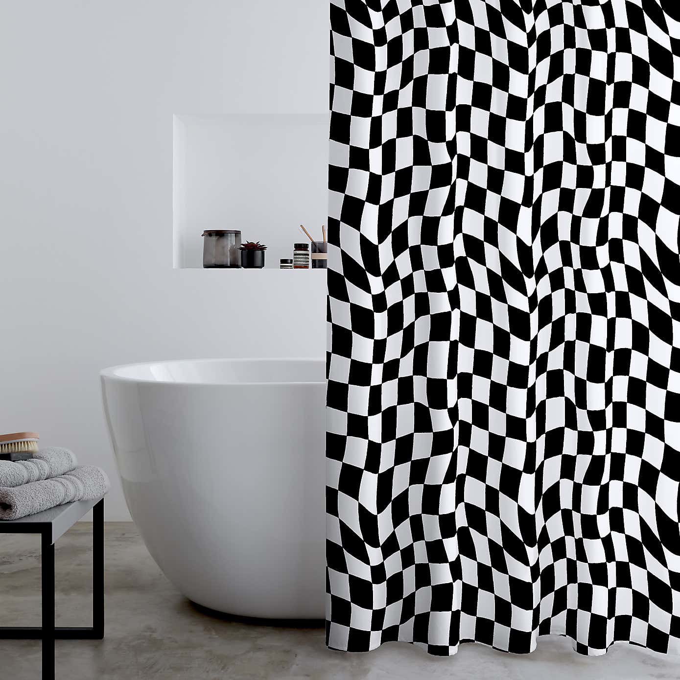 Catherine Lansfield Checkerboard Shower Curtain