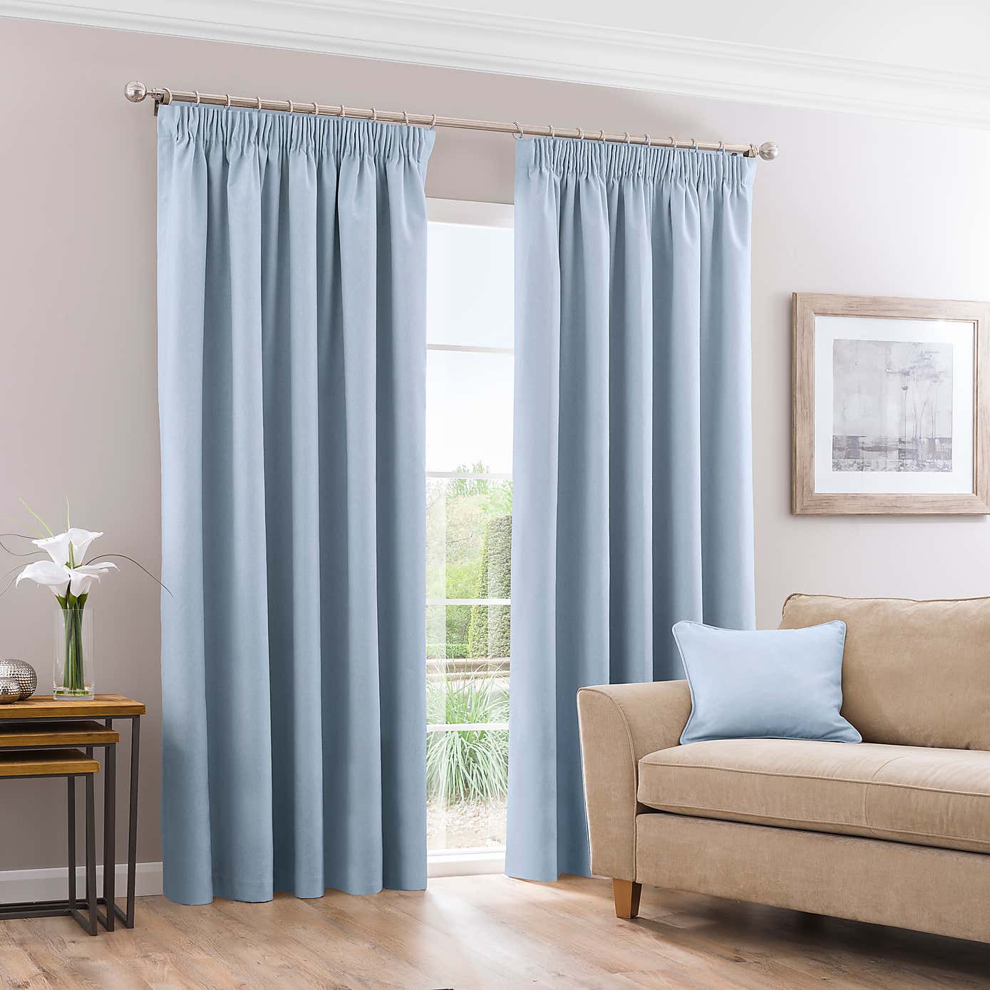 Luna Brushed Blackout Pencil Pleat Curtains