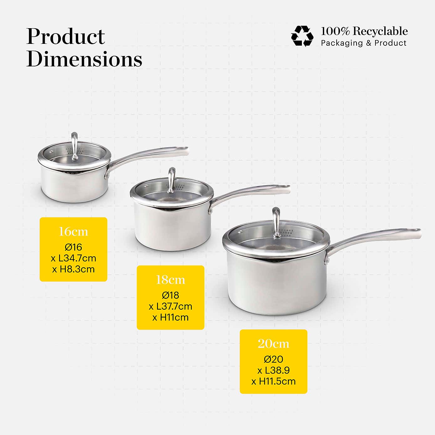 Good Food Tri Ply 3 Piece Saucepan Set