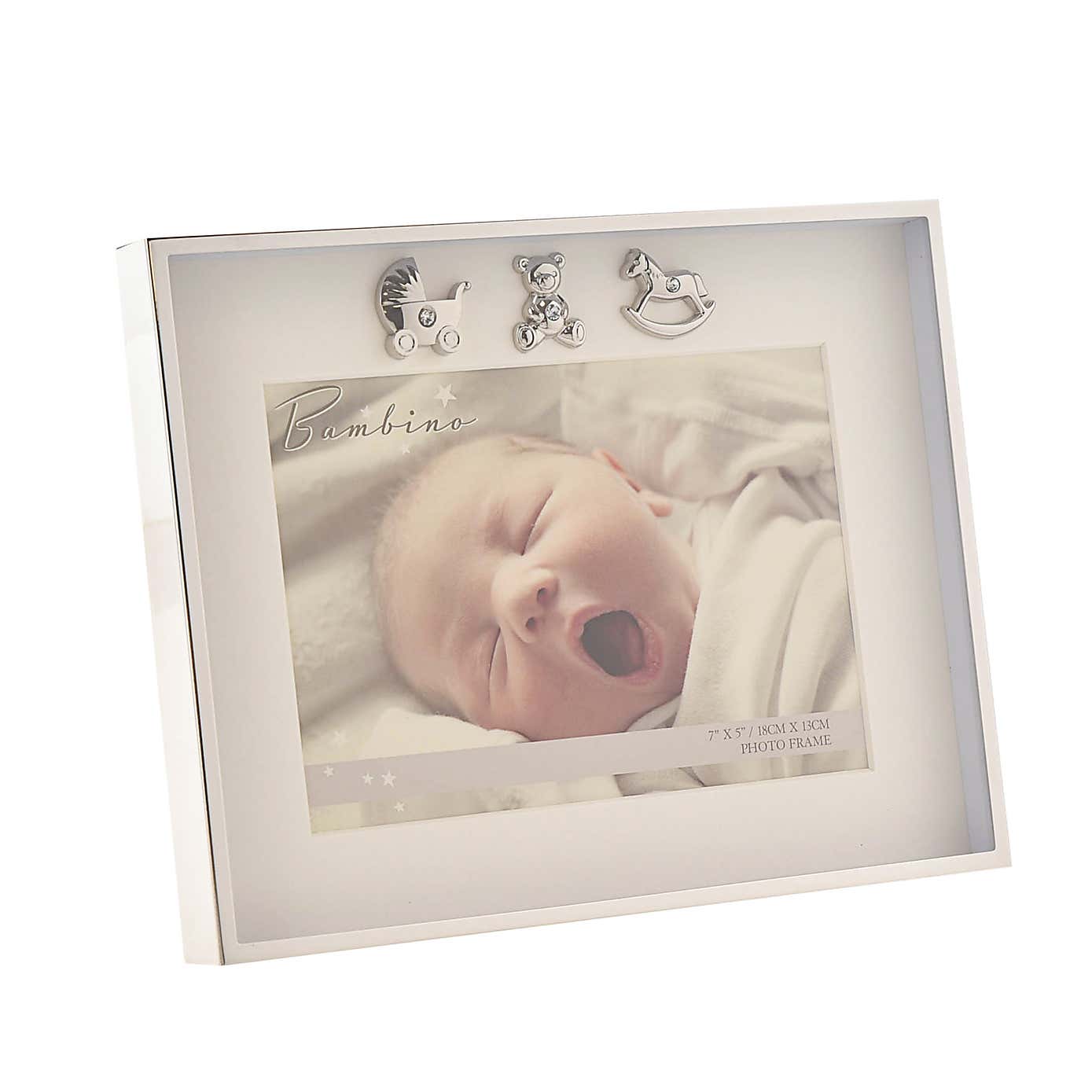 Bambino Thin Silver Plated  3 Icons Border Frame