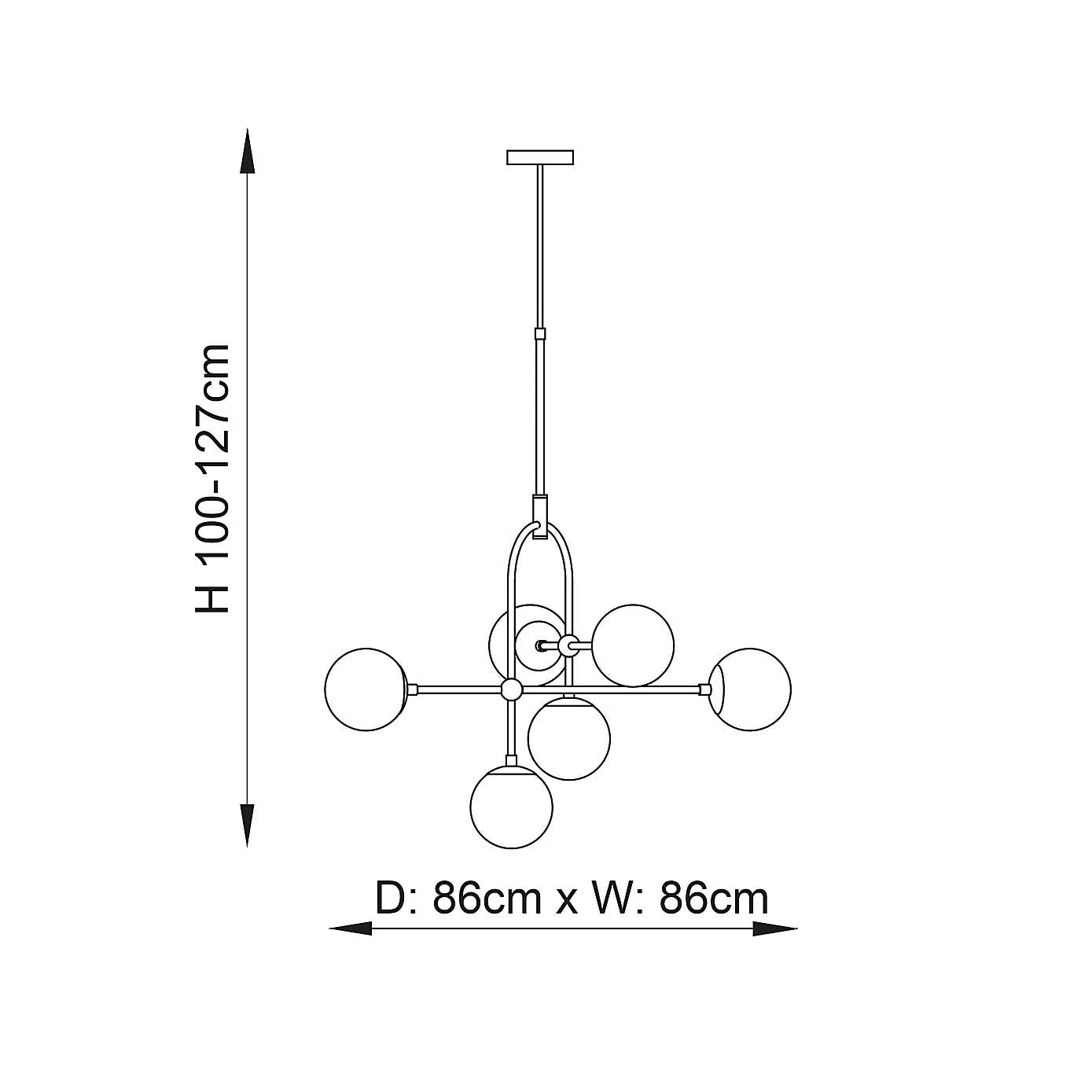 Vogue Lighting Newton 6 Light Semi Flush Ceiling Light