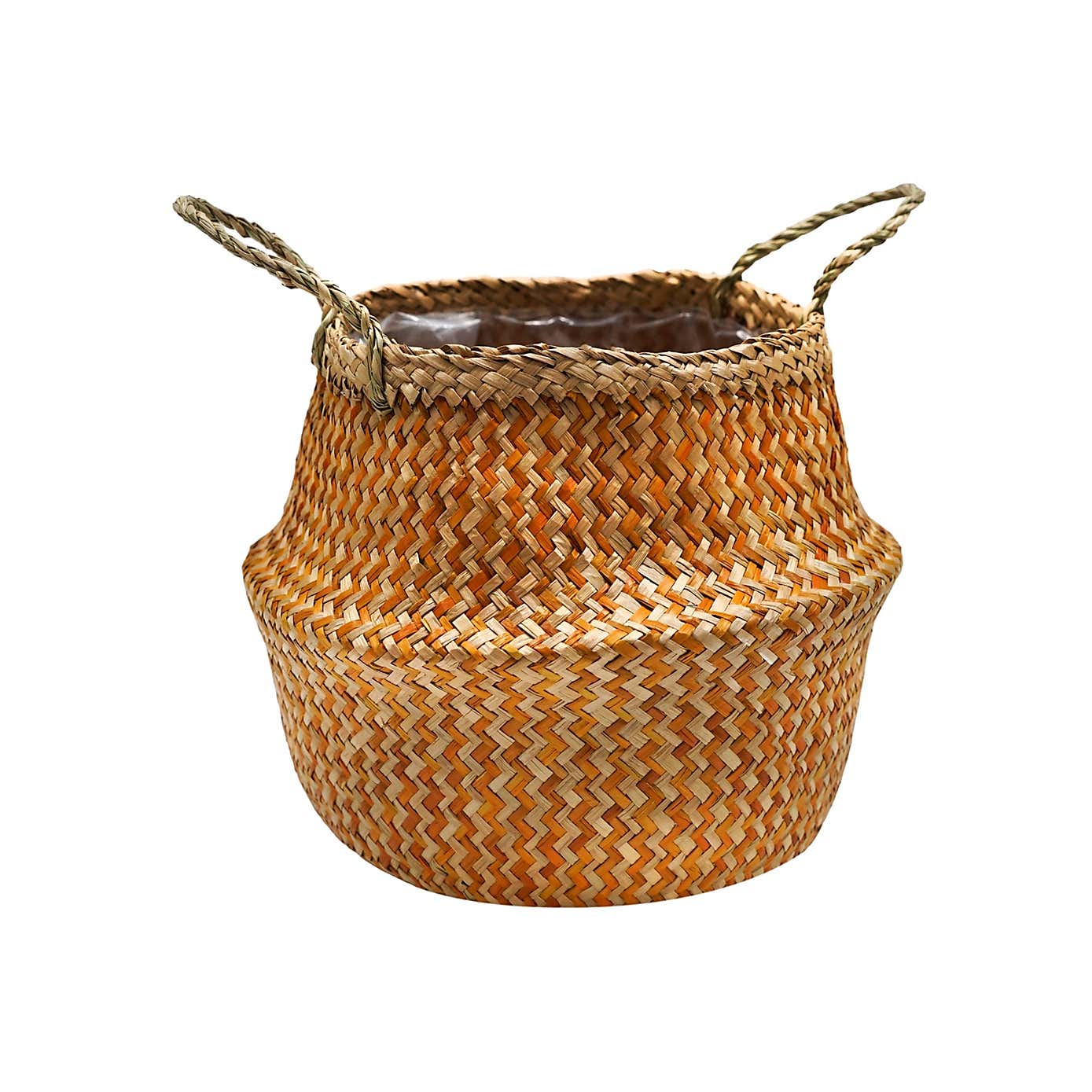Medium Seagrass Chevron White Lined Basket