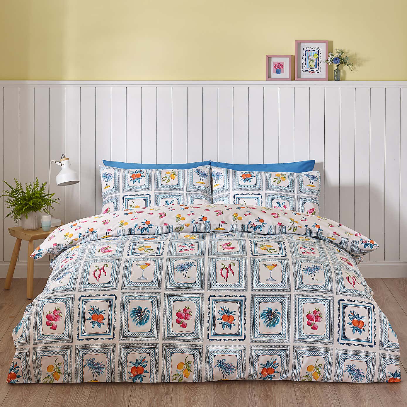 Catherine Lansfield Riviera Tiles Reversible Duvet Cover & Pillowcase Set