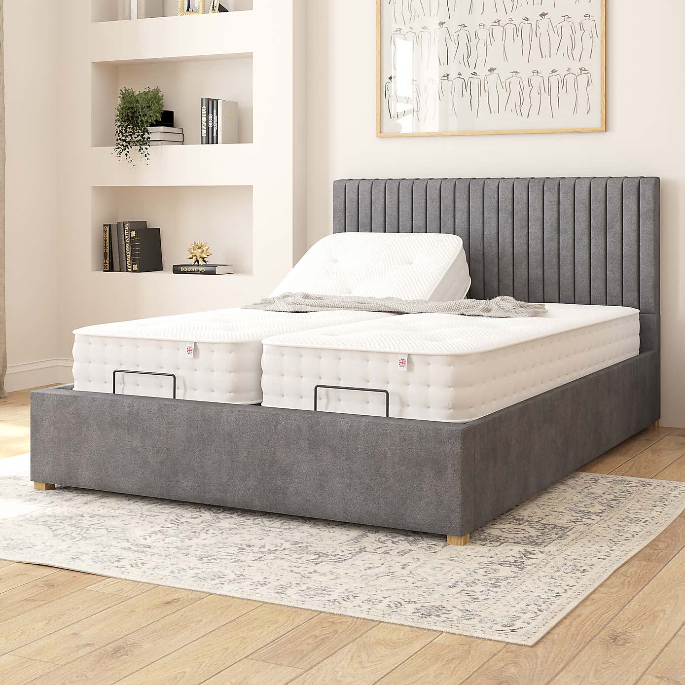 Grant Plush Velvet Adjustable Bed