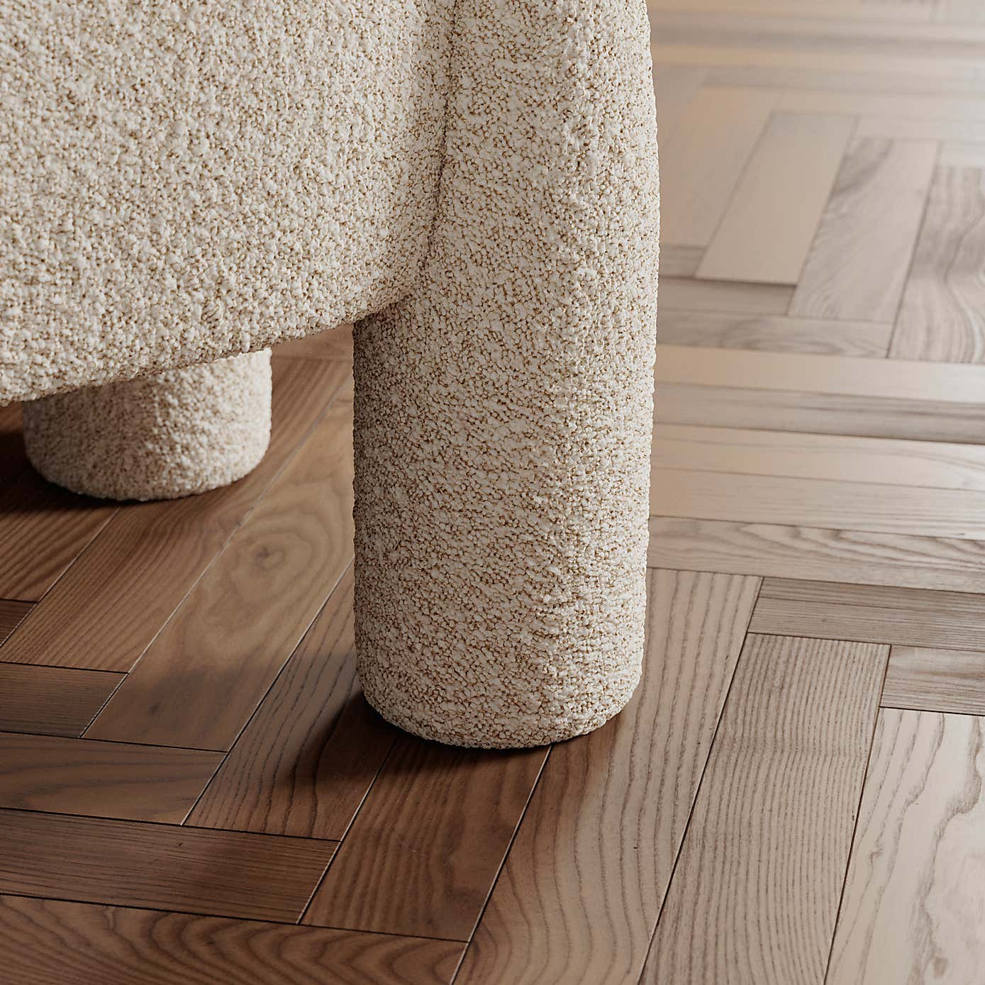 Romy Boucle Natural Storage Ottoman