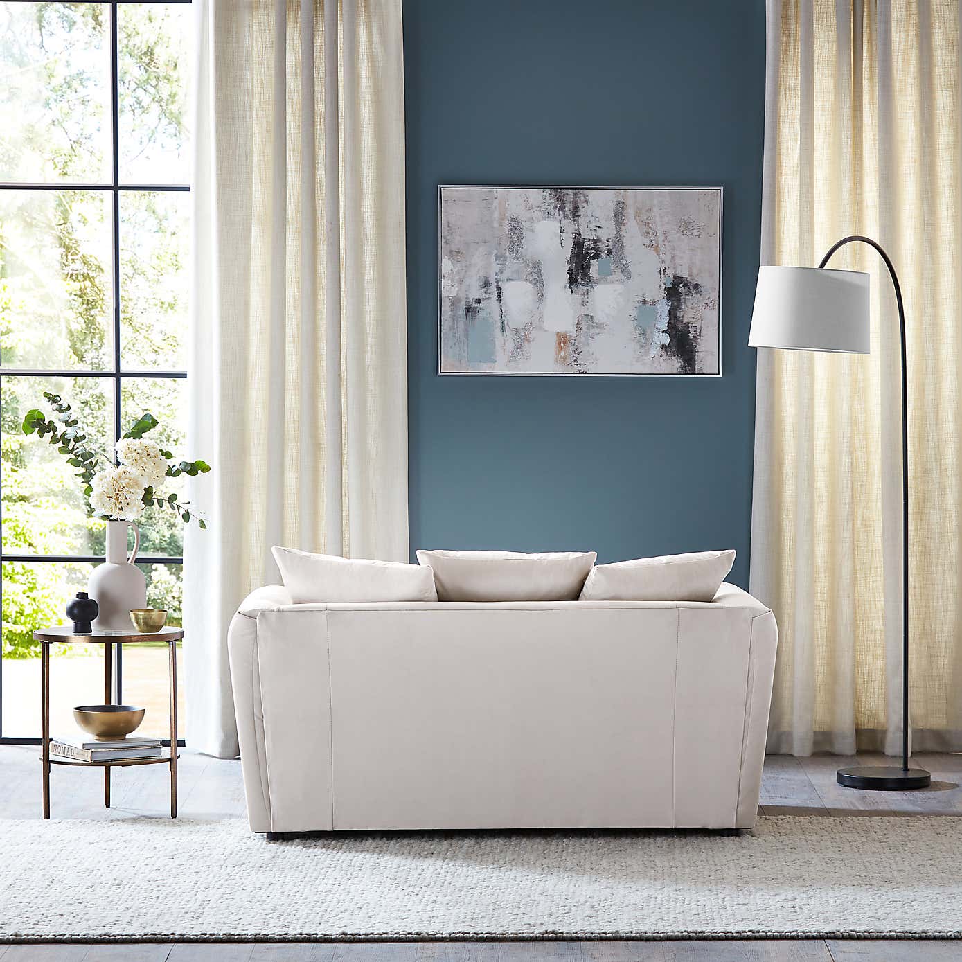 Blake Opulent Velvet Curved Arm Quilted 2 Seater Sofa