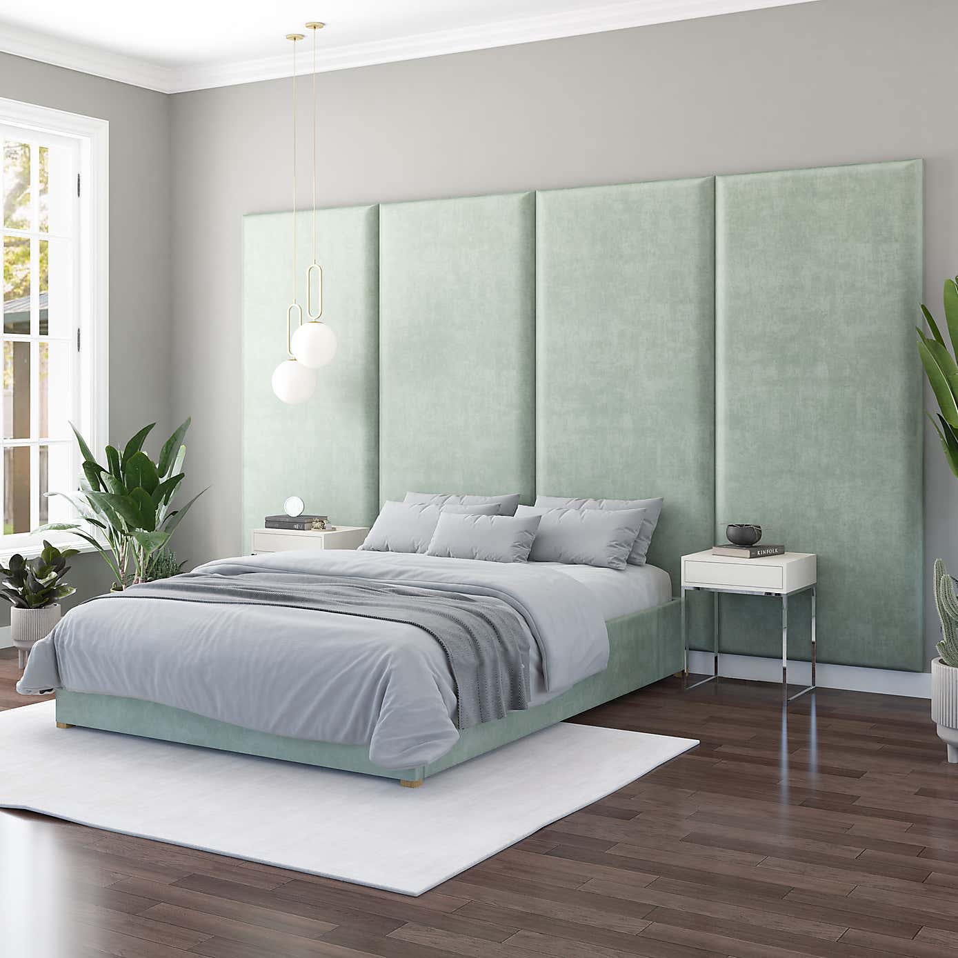 Hanging Wall Panel Dual Mount Plush Velvet Headboard