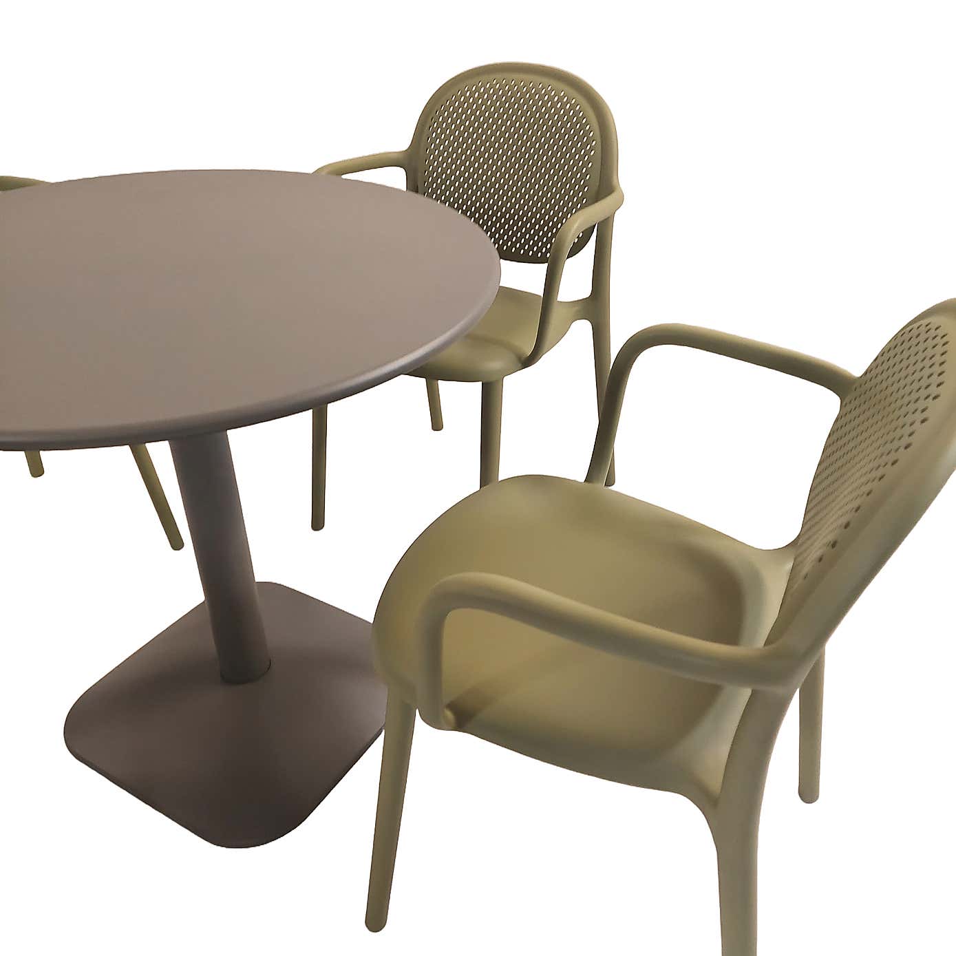 Modura Albin Round Table with 4 Stina Armchairs