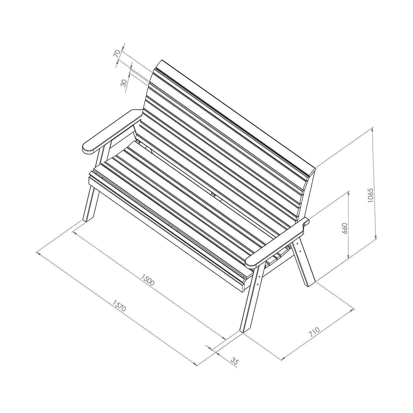 Freya 3 Seater Bench