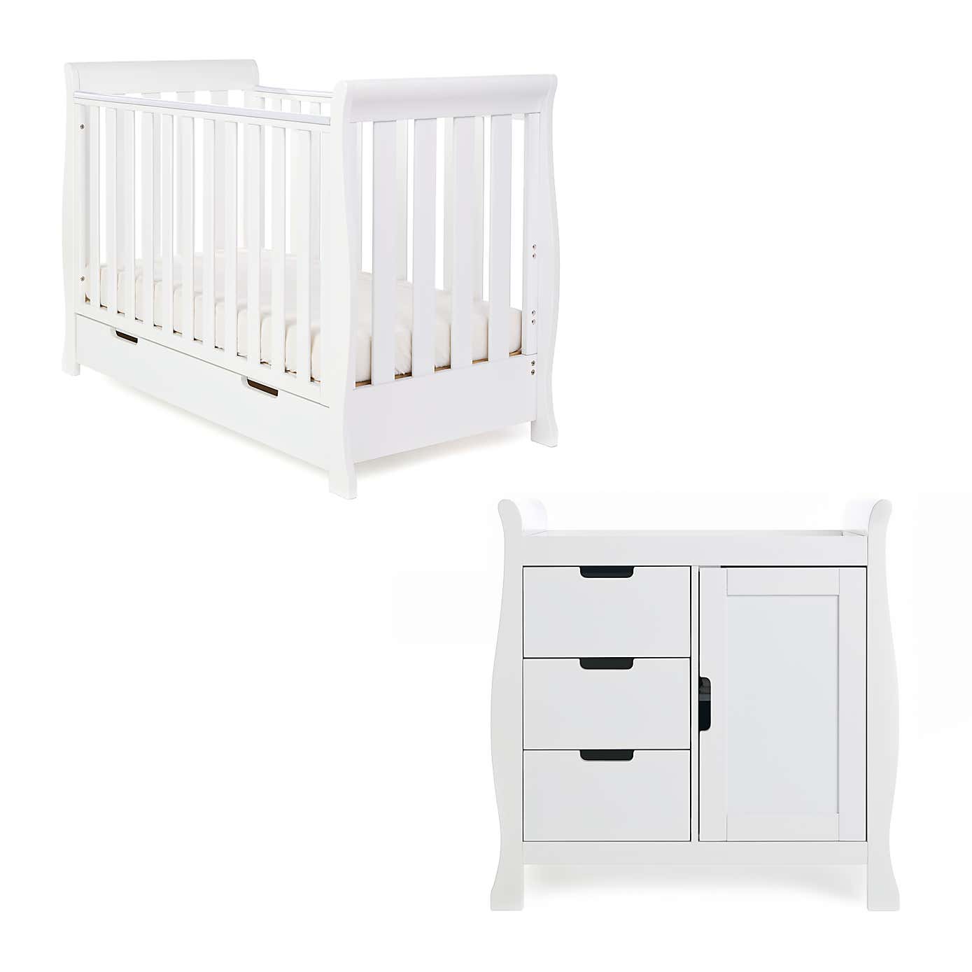 OBaby Stamford Mini 2 Piece Nursery Room Set, White