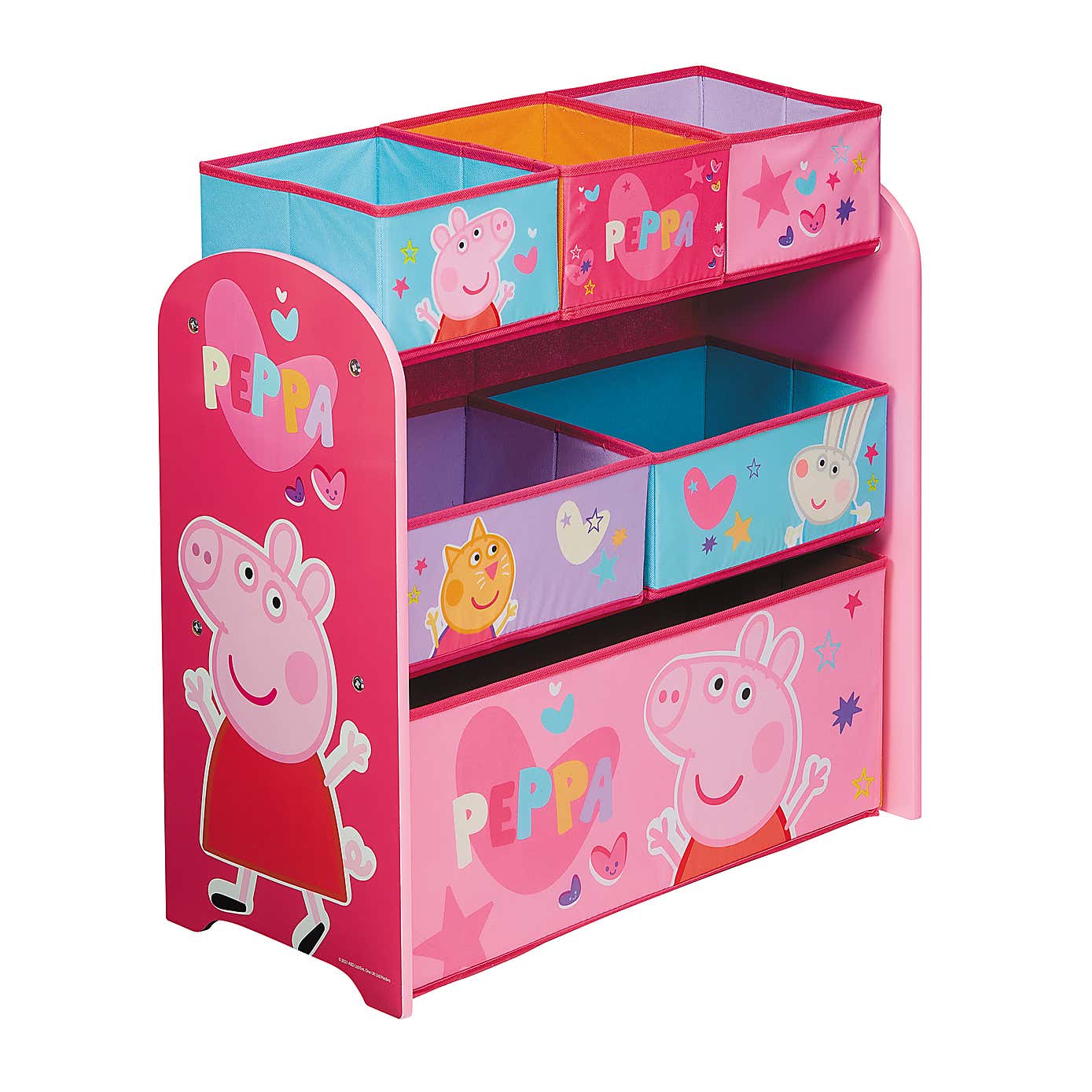 Peppa Pig Wooden Toy Organiser with 6 Storage Bins