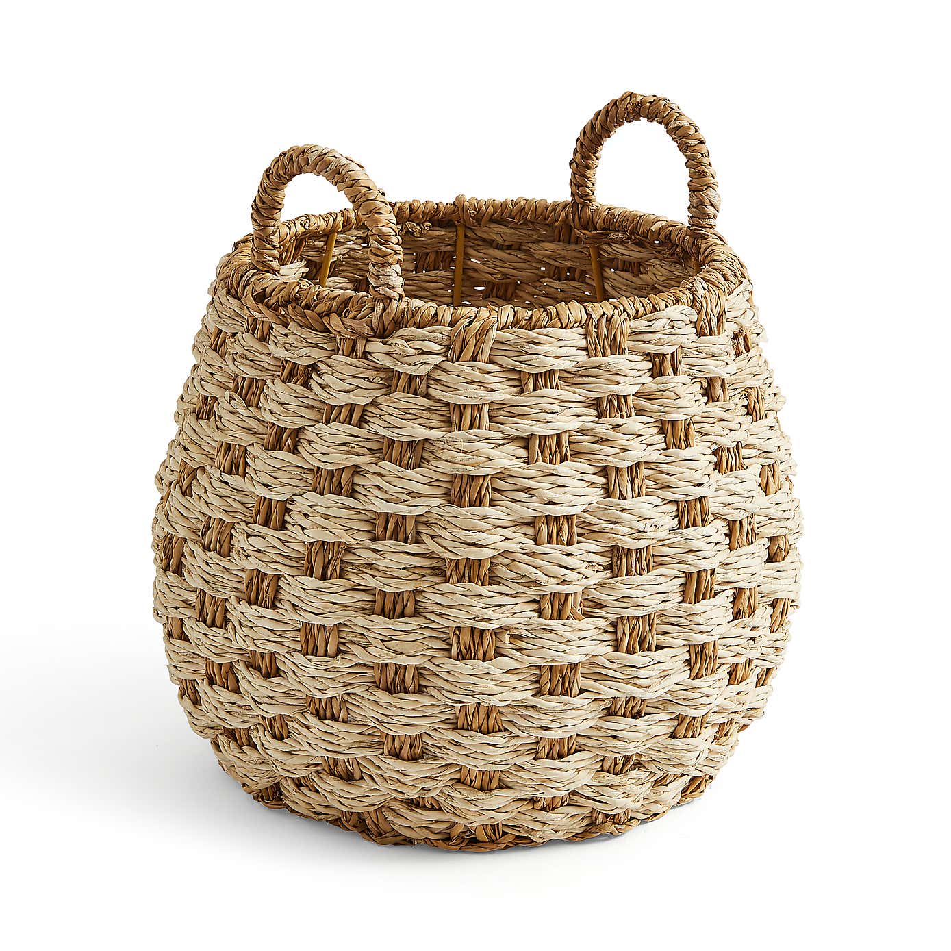 Medium Checkered Seagrass Basket
