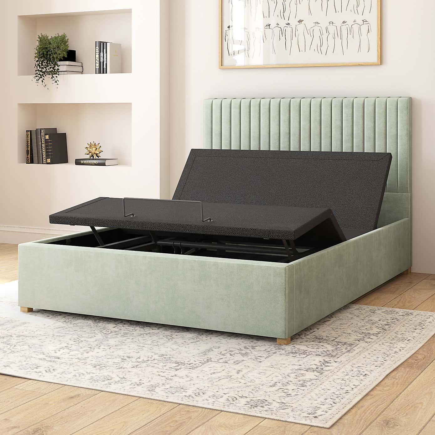 Grant Plush Velvet Adjustable Bed