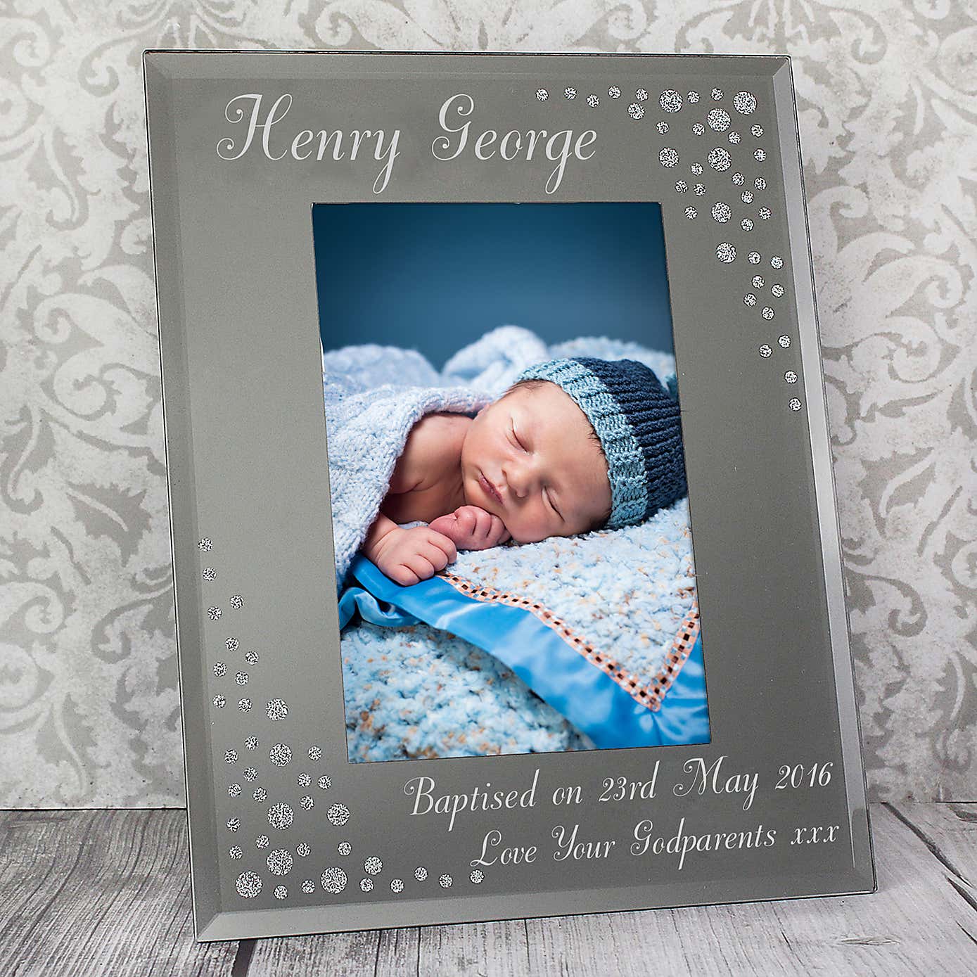Personalised Classic Diamante Glass Portrait Photo Frame